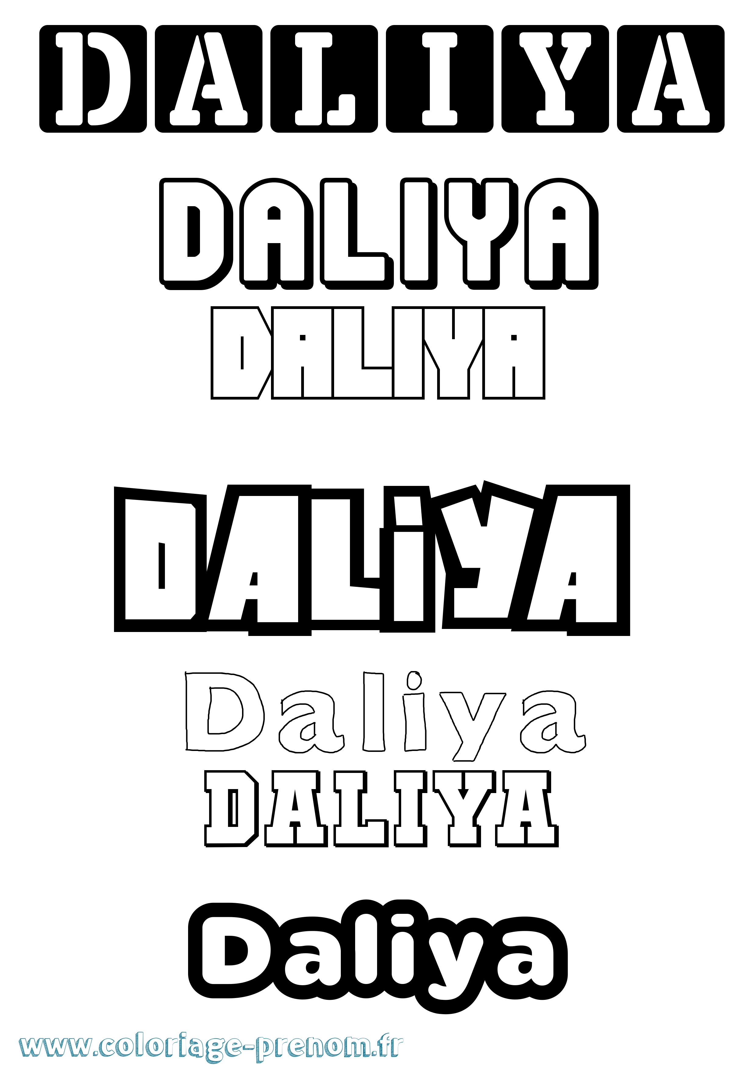Coloriage Daliya Simple Coloriage prénom Daliya Simple