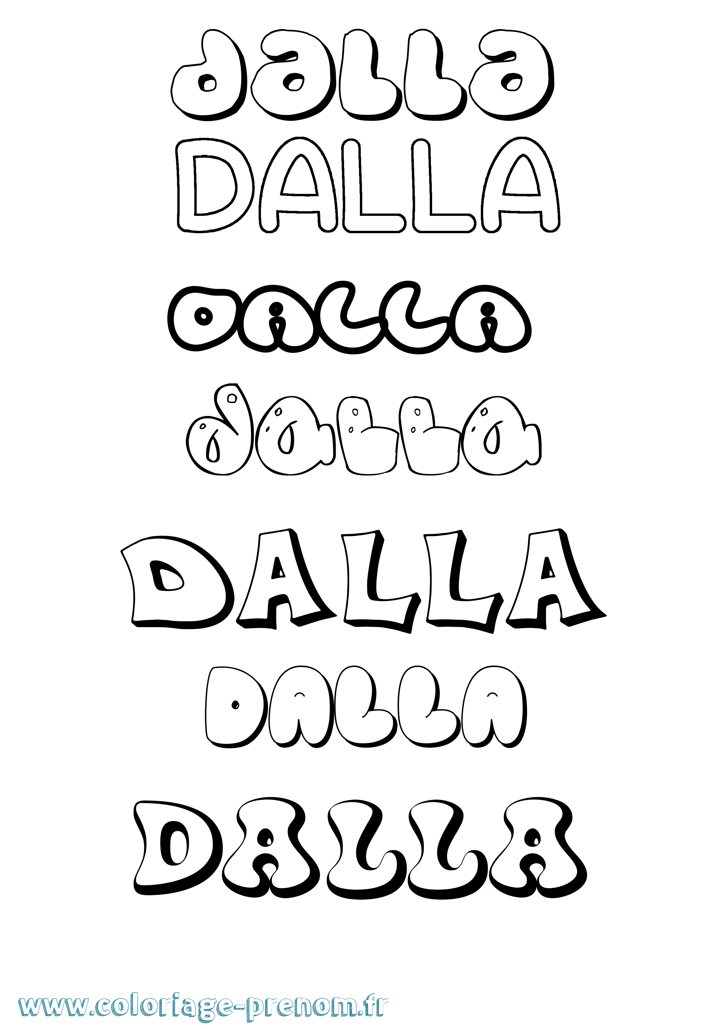 Coloriage Dalla Bubble Coloriage prénom Dalla Bubble