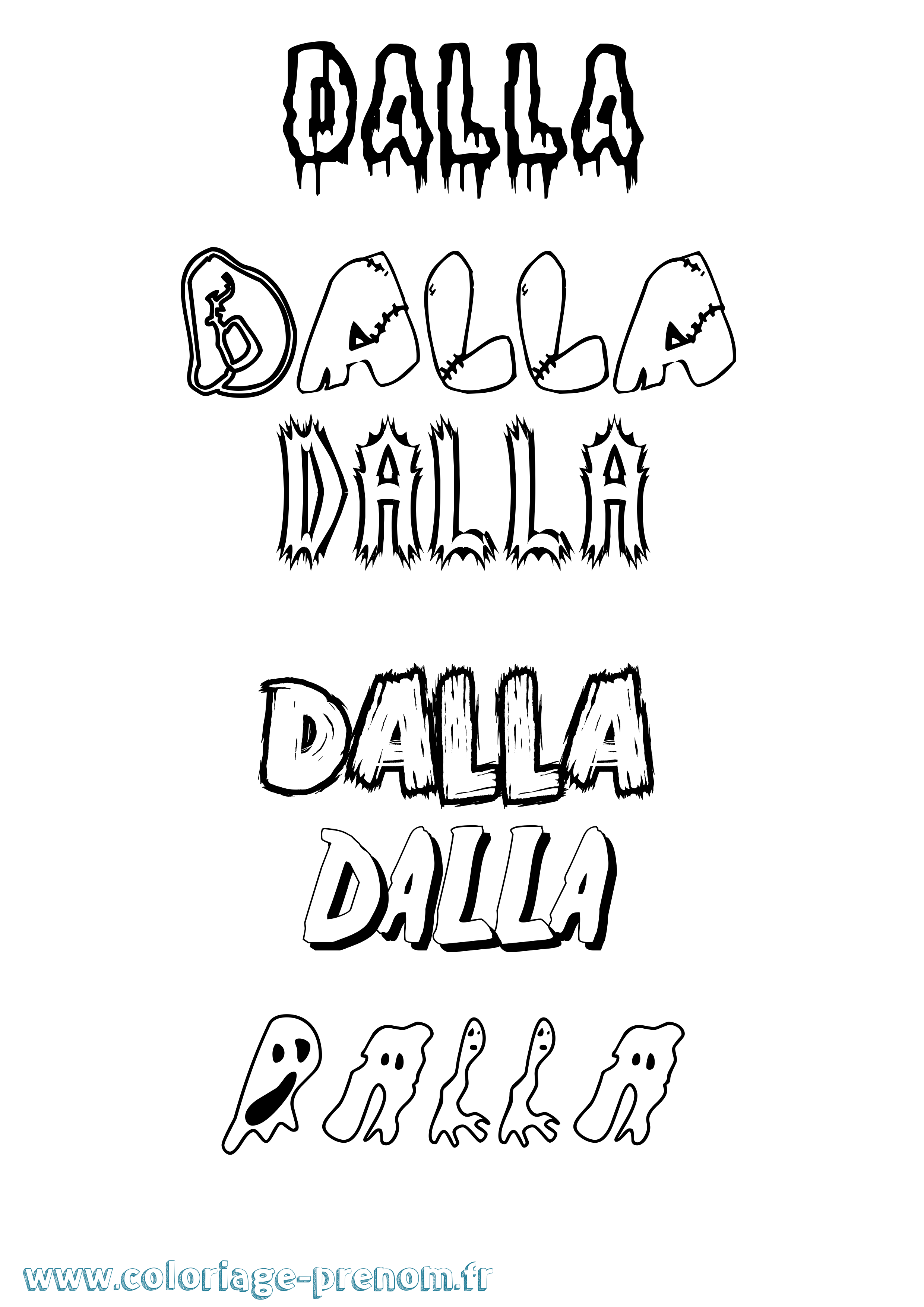 Coloriage Dalla Frisson Coloriage prénom Dalla Frisson