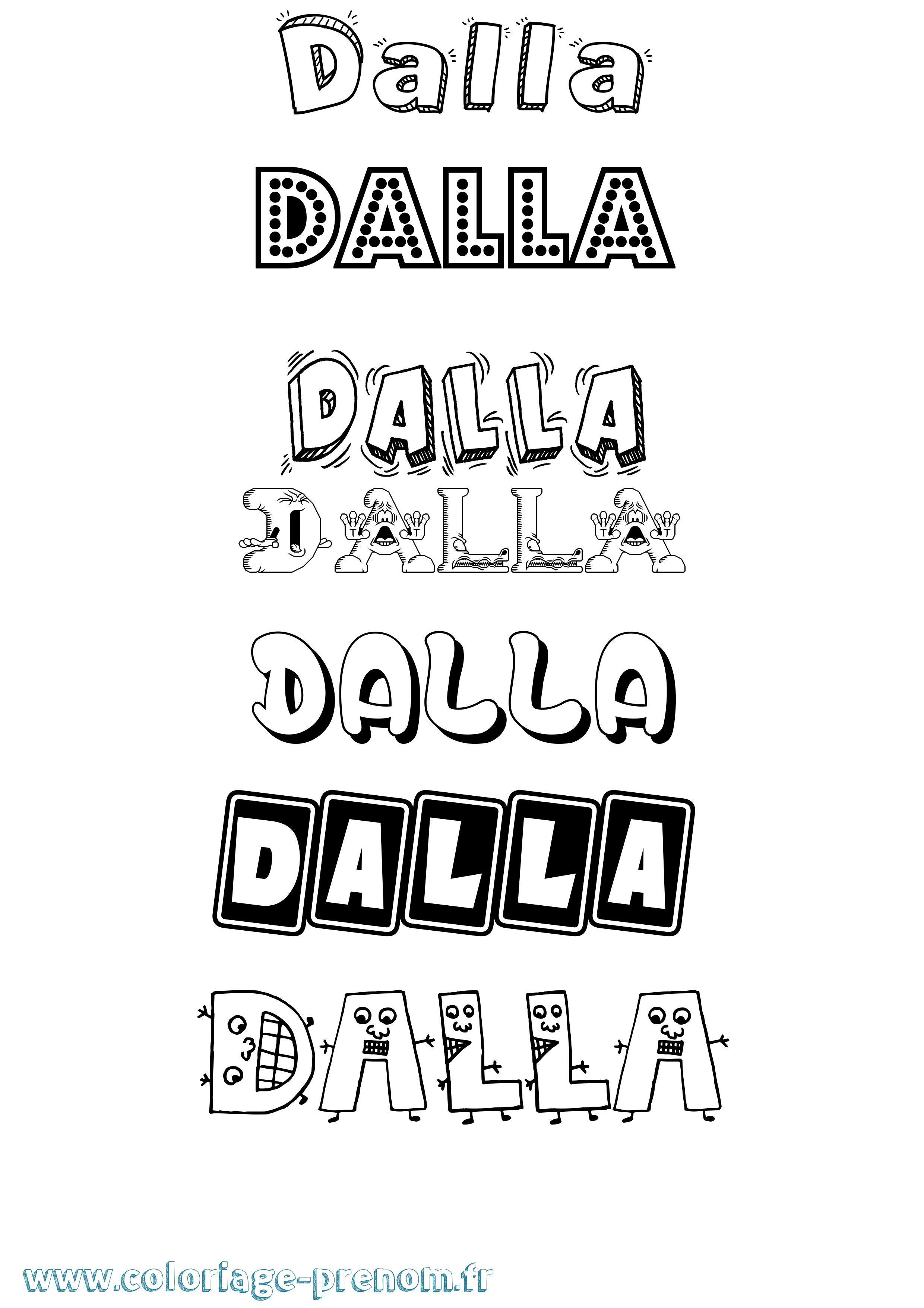 Coloriage prénom Dalla Fun