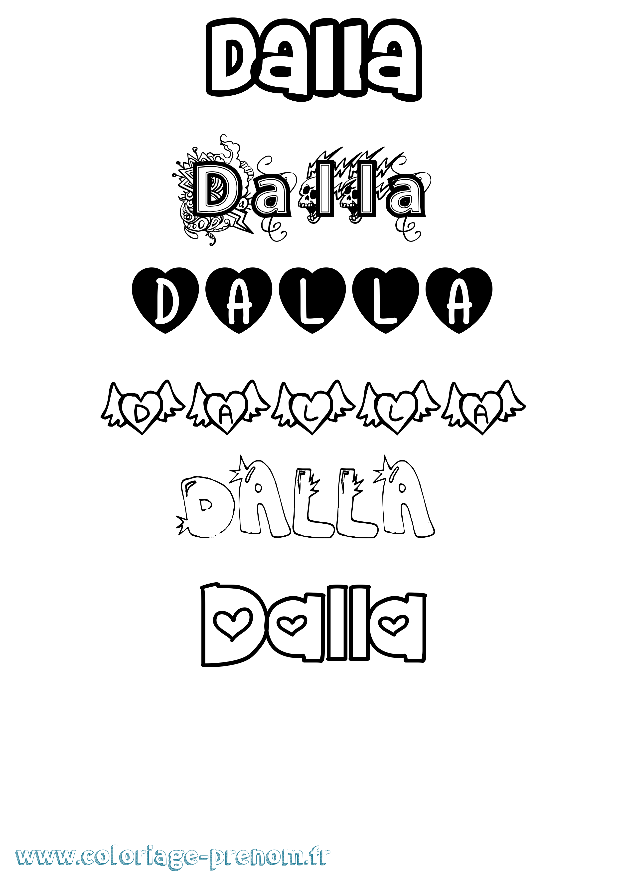 Coloriage Dalla Girly Coloriage prénom Dalla Girly