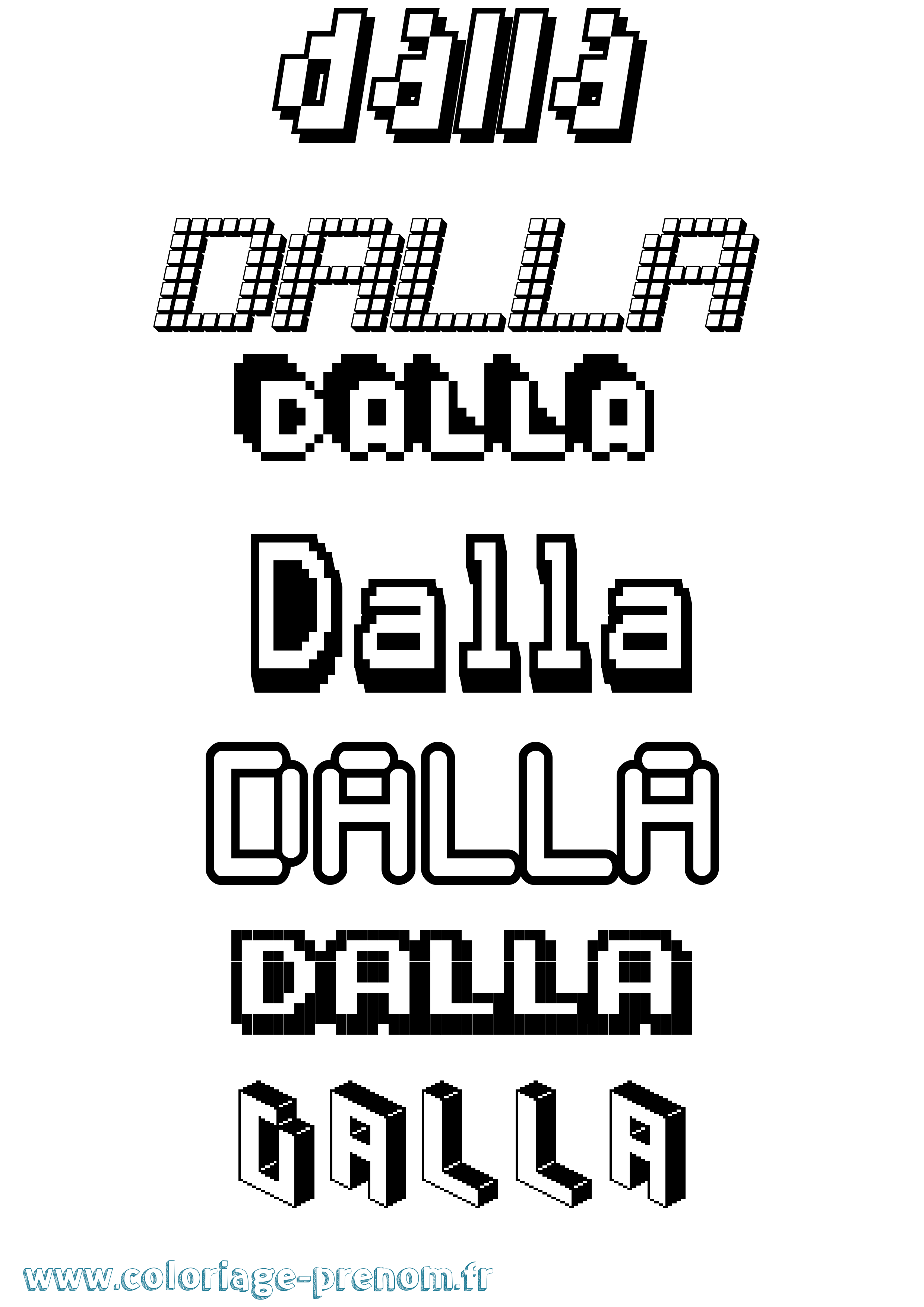 Coloriage prénom Dalla Pixel