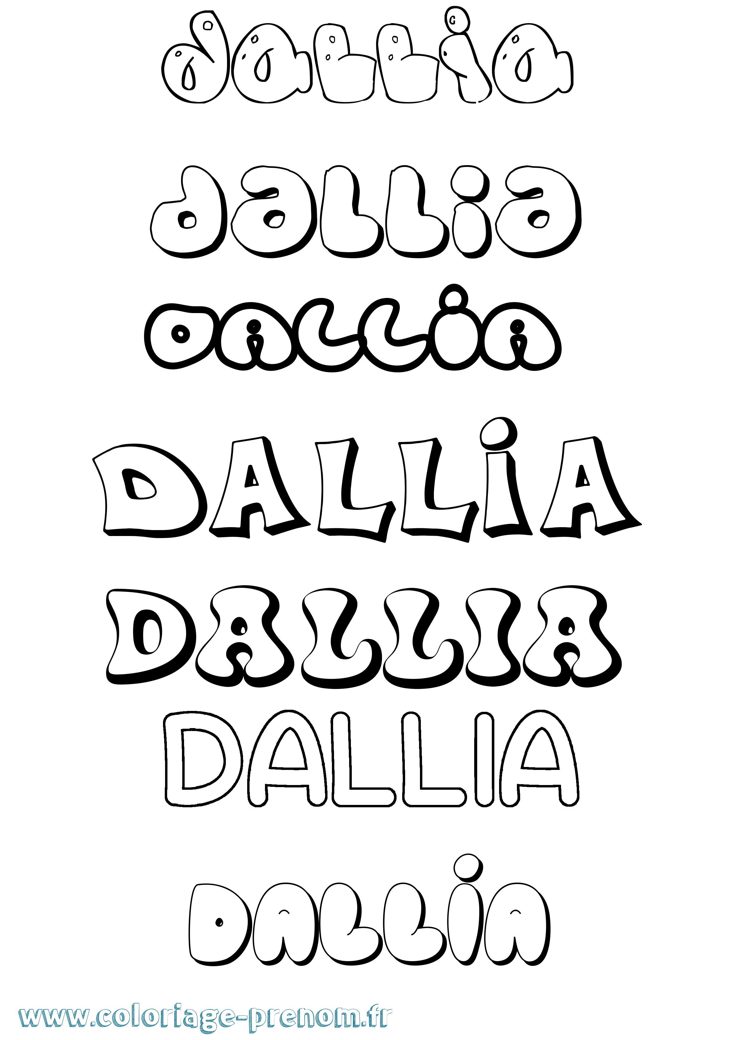 Coloriage Dallia Bubble Coloriage prénom Dallia Bubble