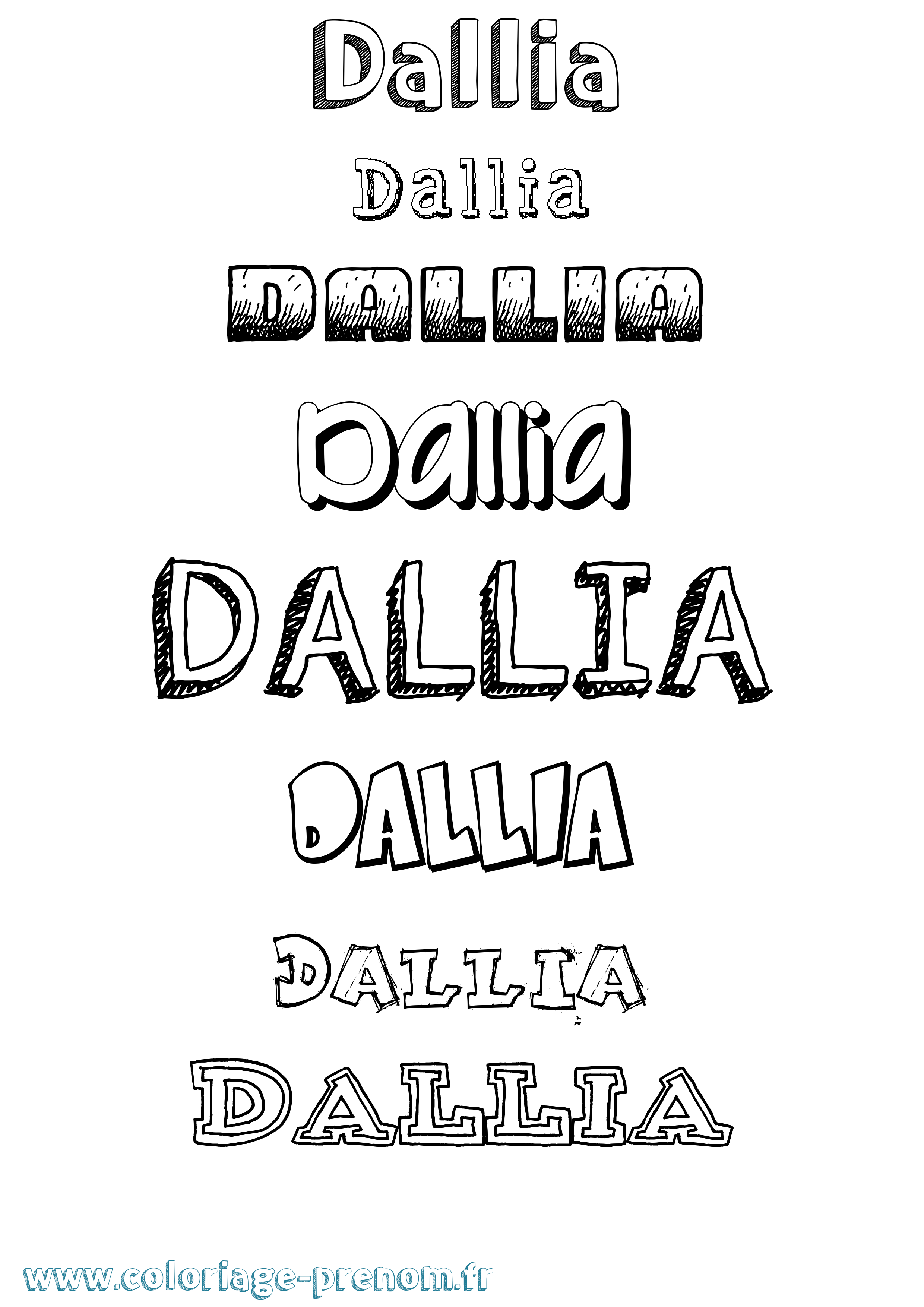Coloriage Dallia Dessiné Coloriage prénom Dallia Dessiné