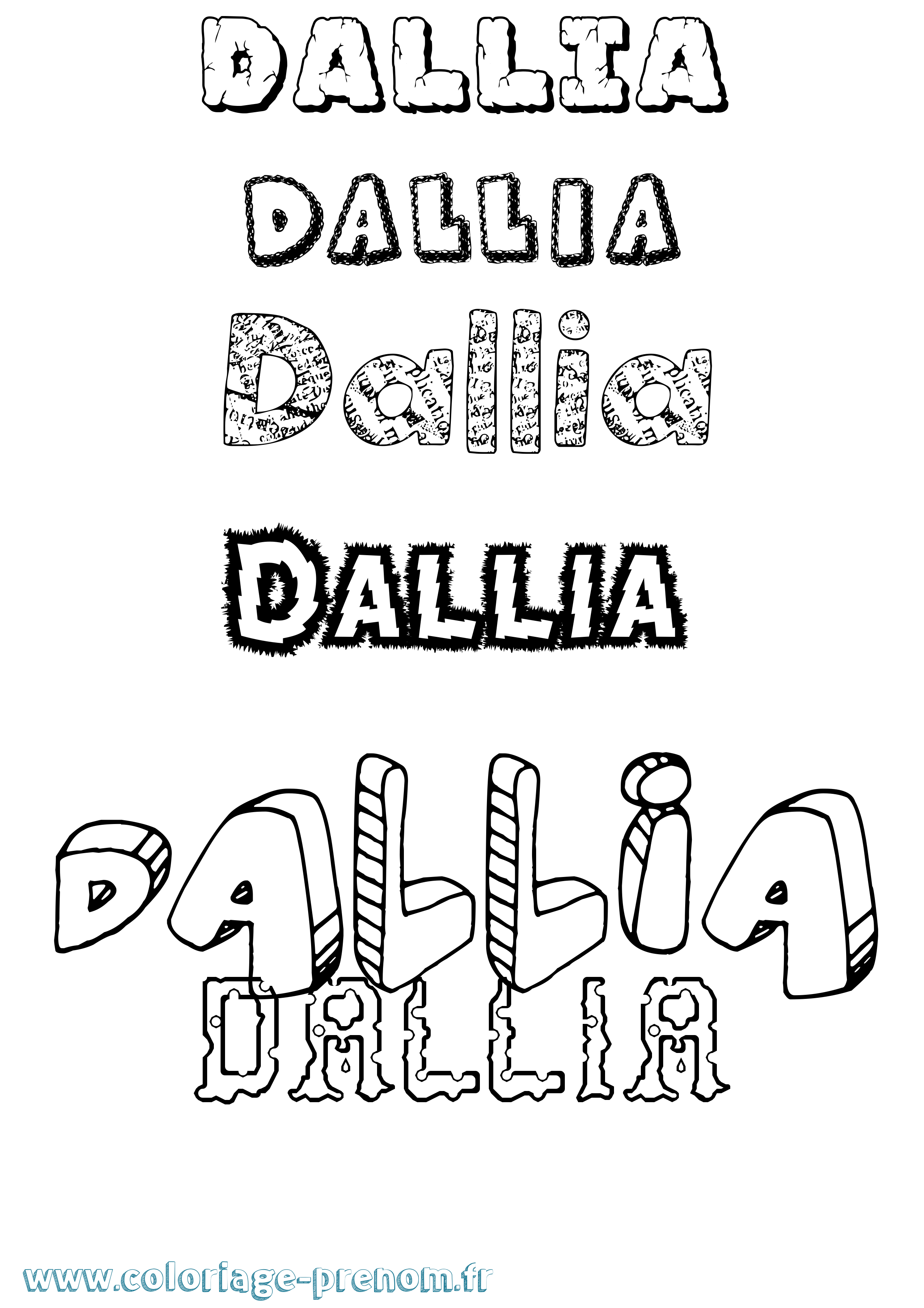 Coloriage Dallia Destructuré Coloriage prénom Dallia Destructuré
