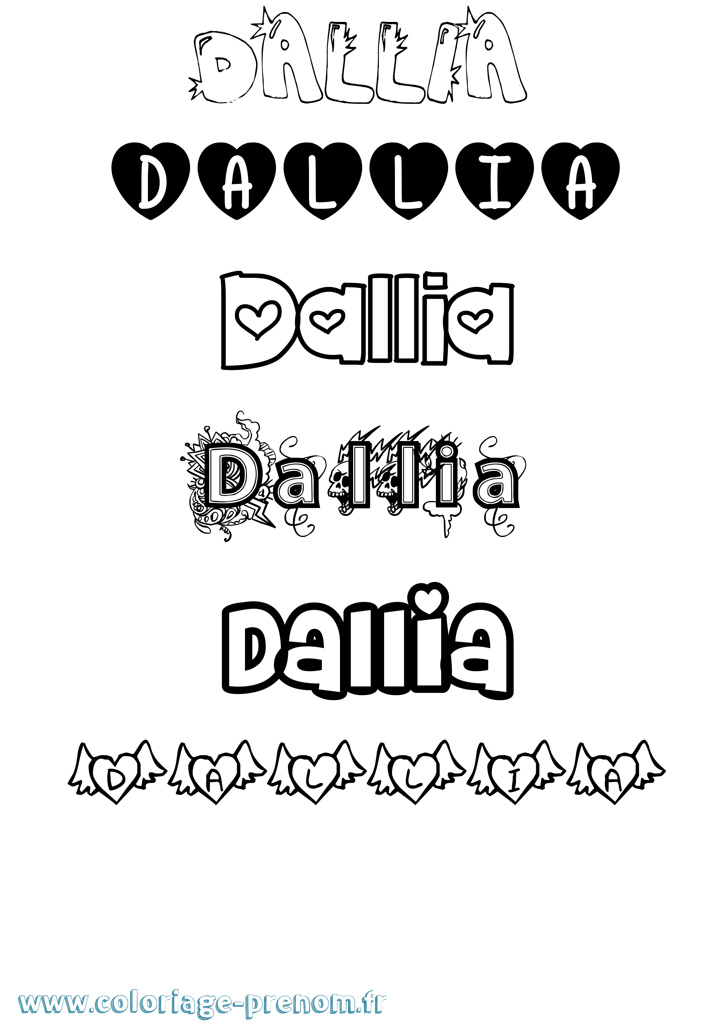 Coloriage Dallia Girly Coloriage prénom Dallia Girly