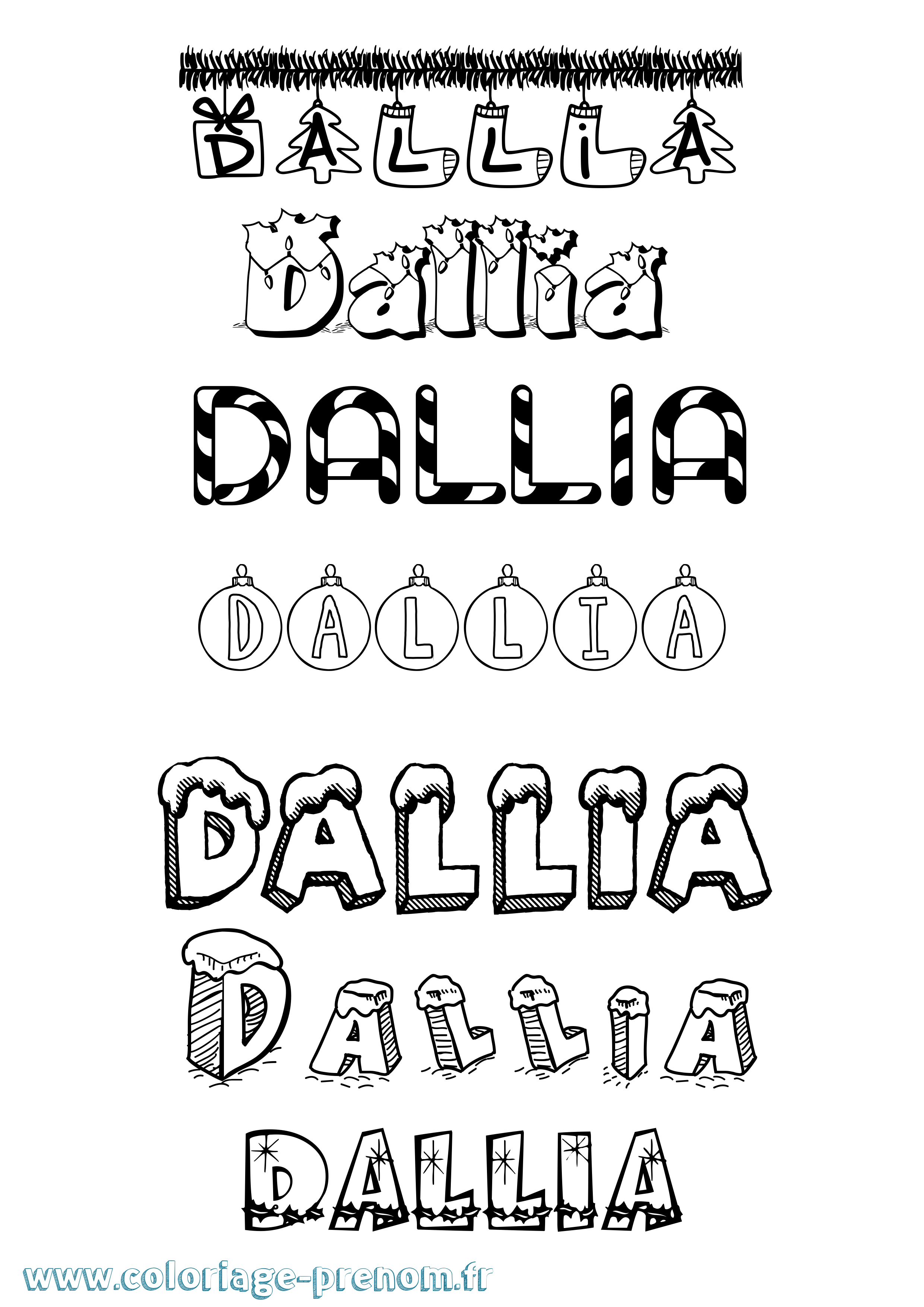 Coloriage Dallia Noël Coloriage prénom Dallia Noël