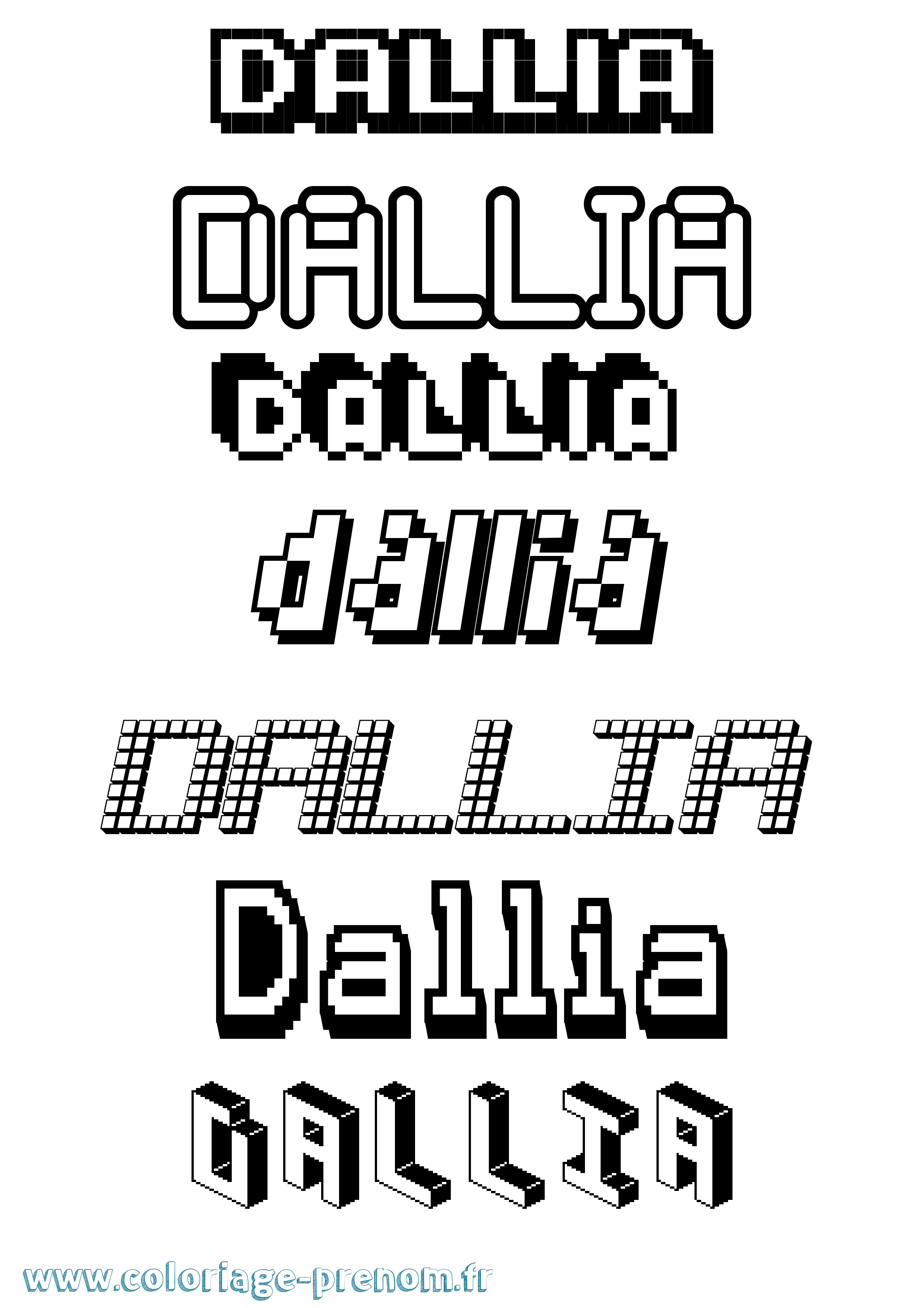 Coloriage Dallia Pixel Coloriage prénom Dallia Pixel