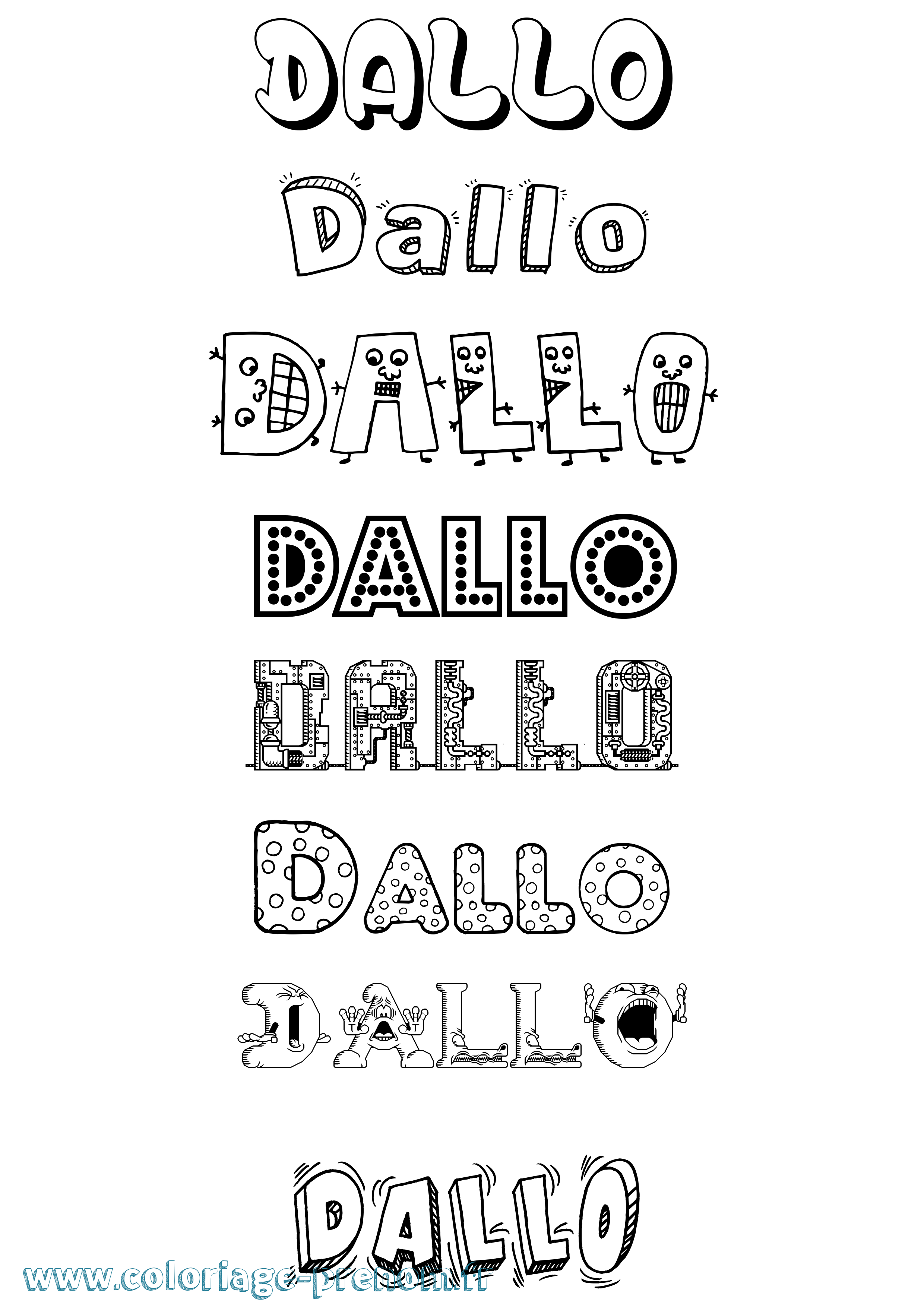 Coloriage prénom Dallo Fun