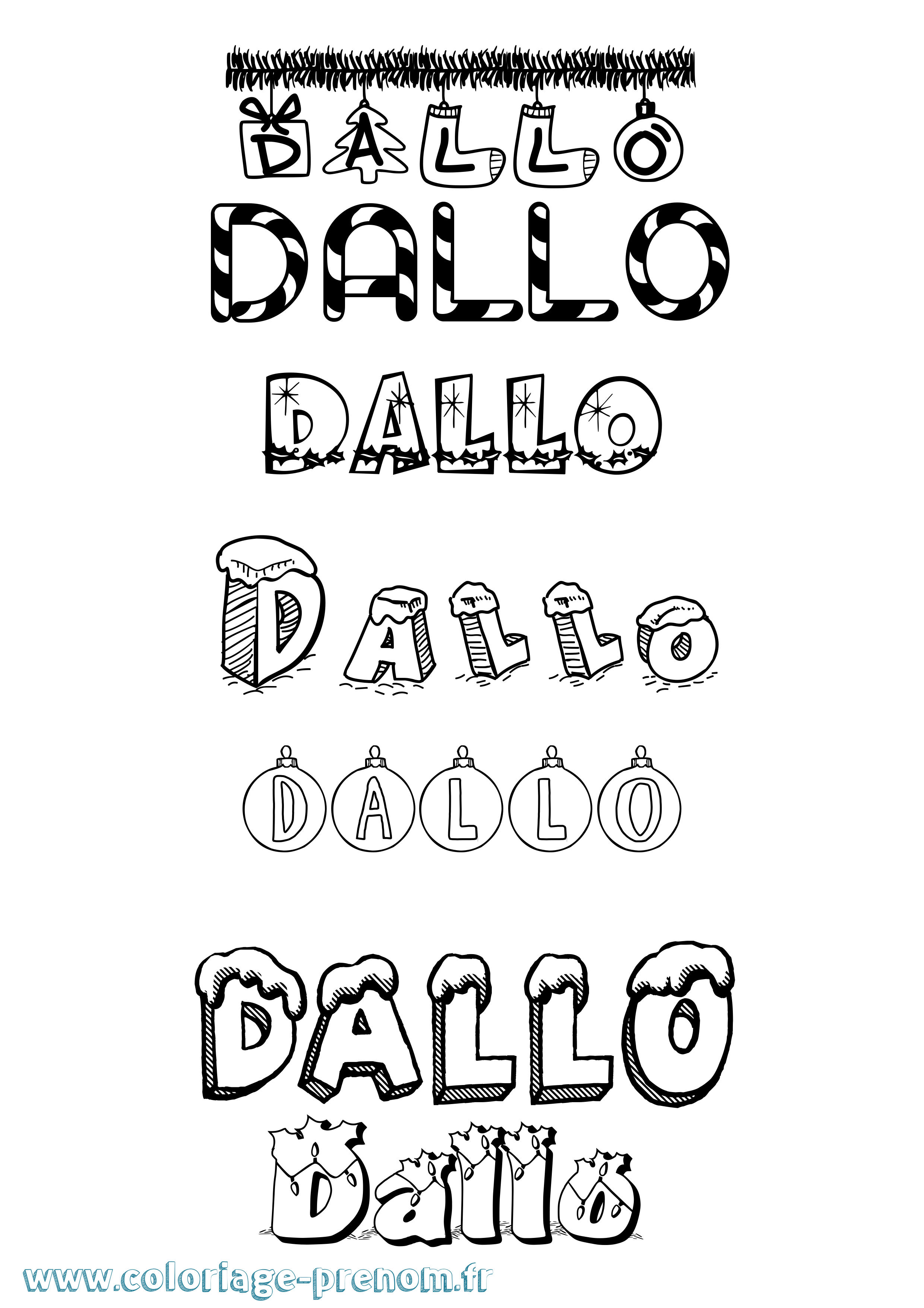 Coloriage Dallo Noël Coloriage prénom Dallo Noël