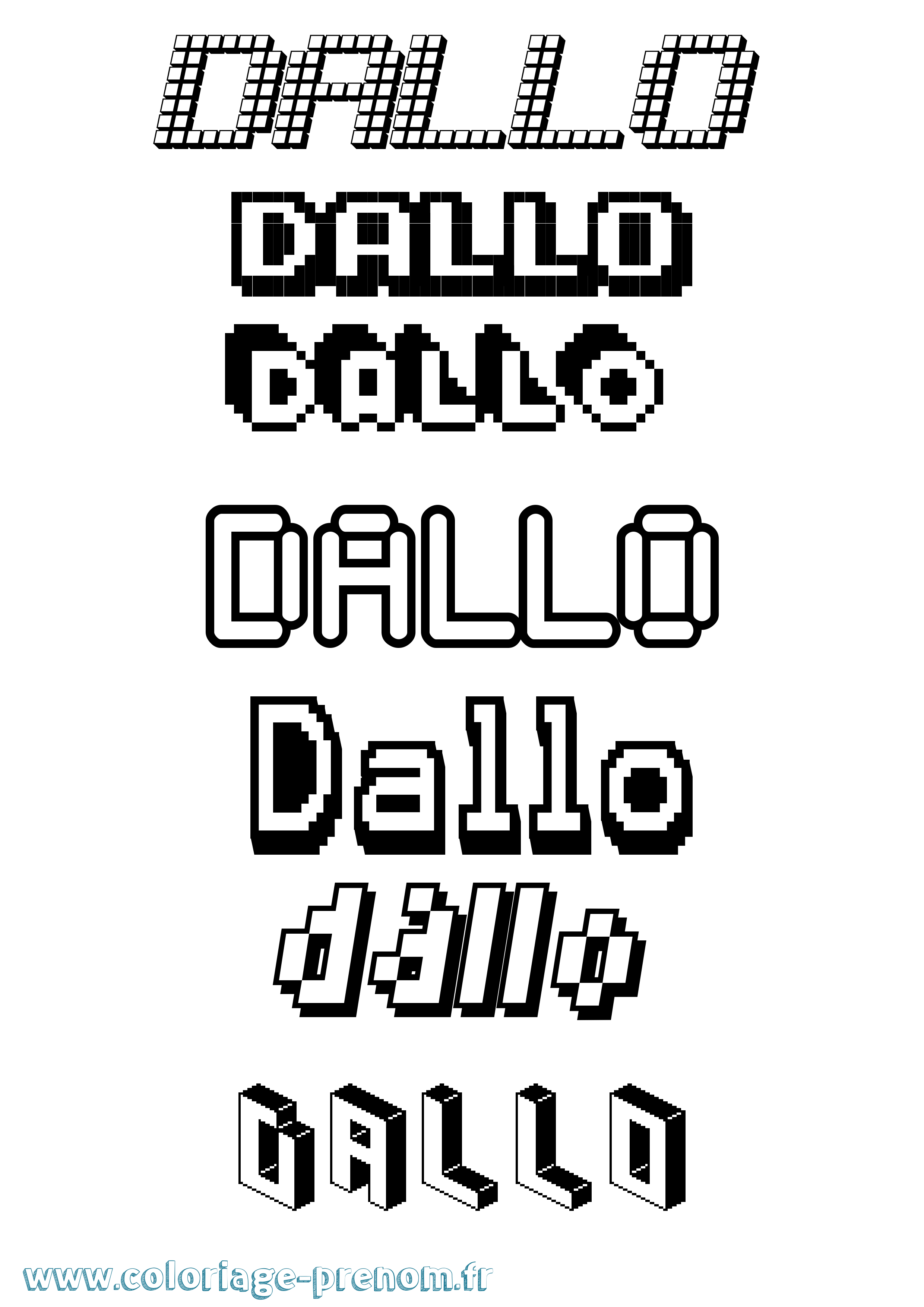 Coloriage prénom Dallo Pixel