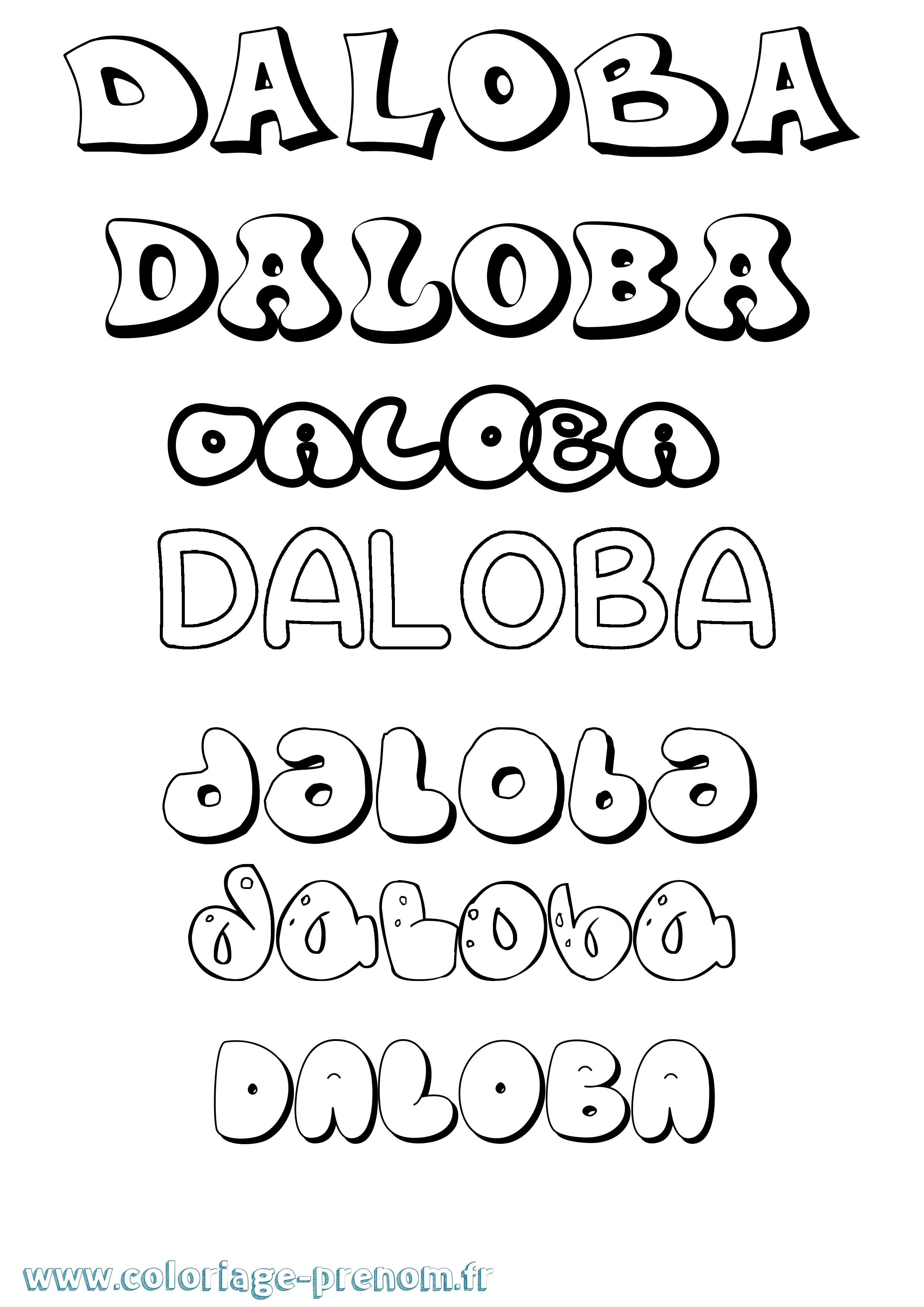 Coloriage Daloba Bubble Coloriage prénom Daloba Bubble