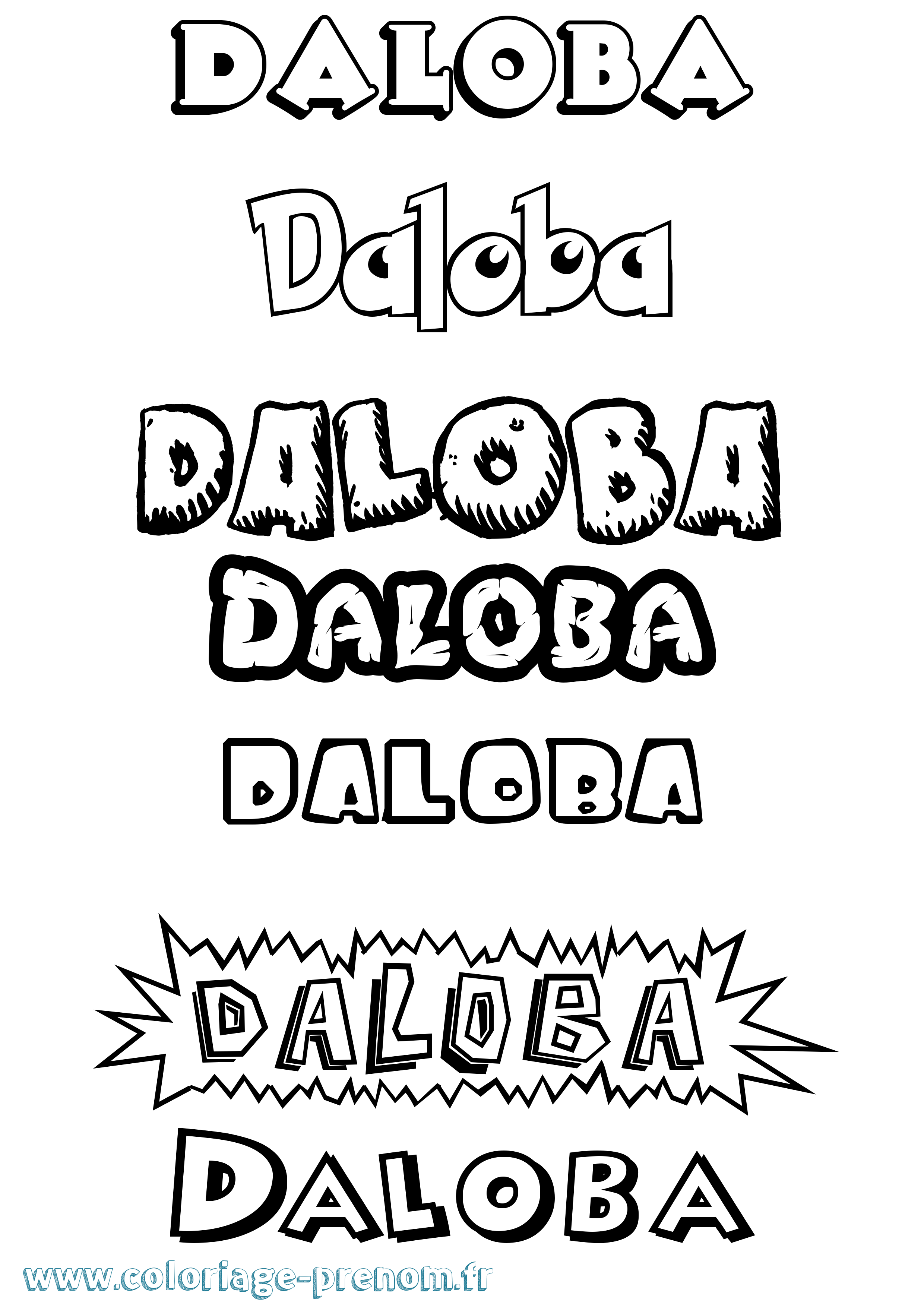 Coloriage Daloba Dessin Animé Coloriage prénom Daloba Dessin Animé