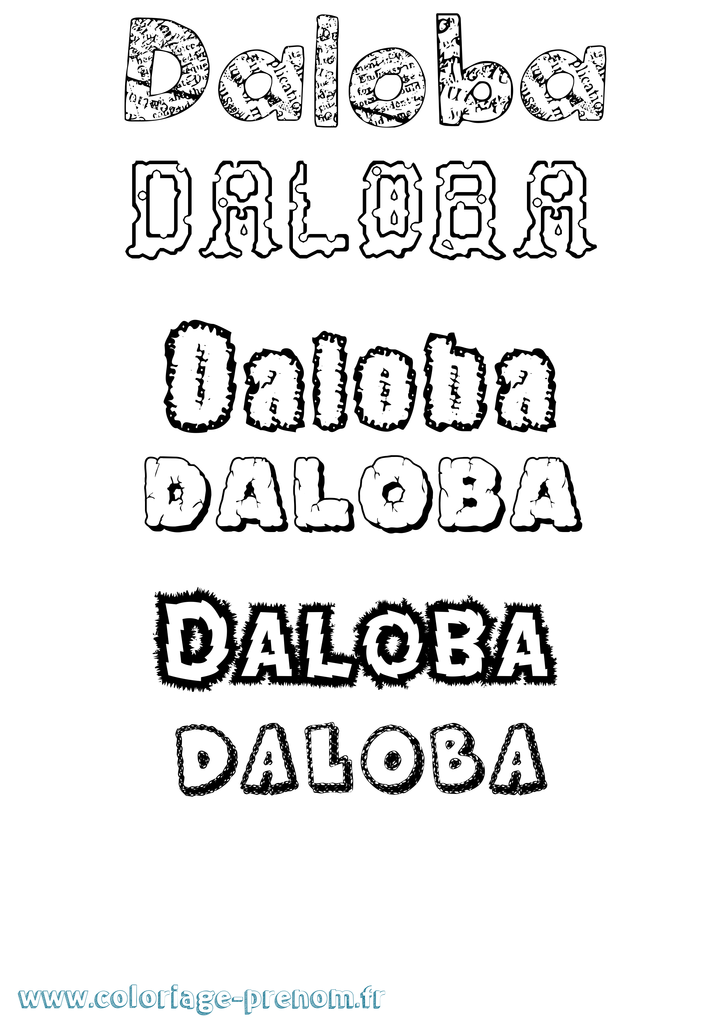 Coloriage Daloba Destructuré Coloriage prénom Daloba Destructuré