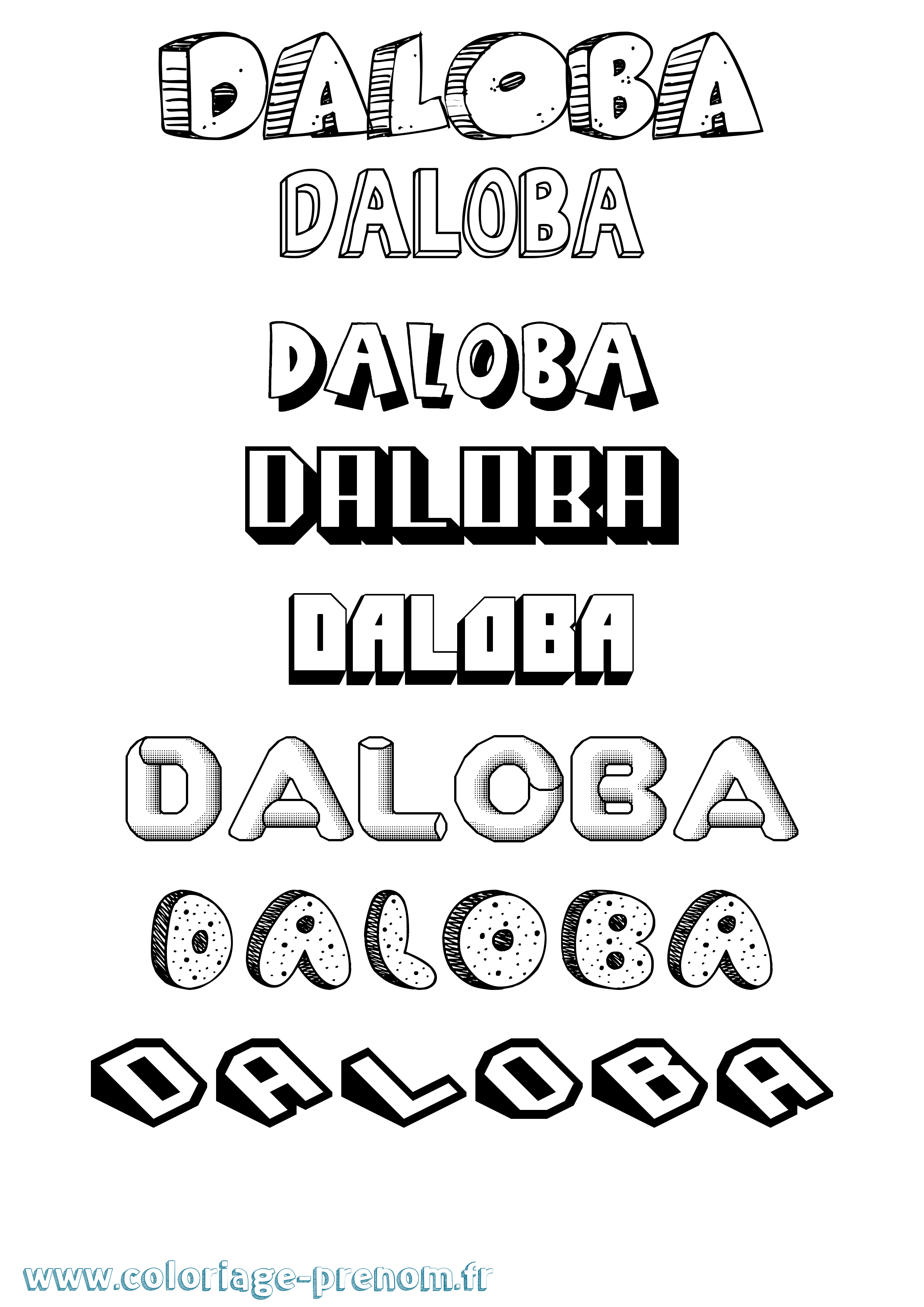 Coloriage Daloba Effet 3D Coloriage prénom Daloba Effet 3D