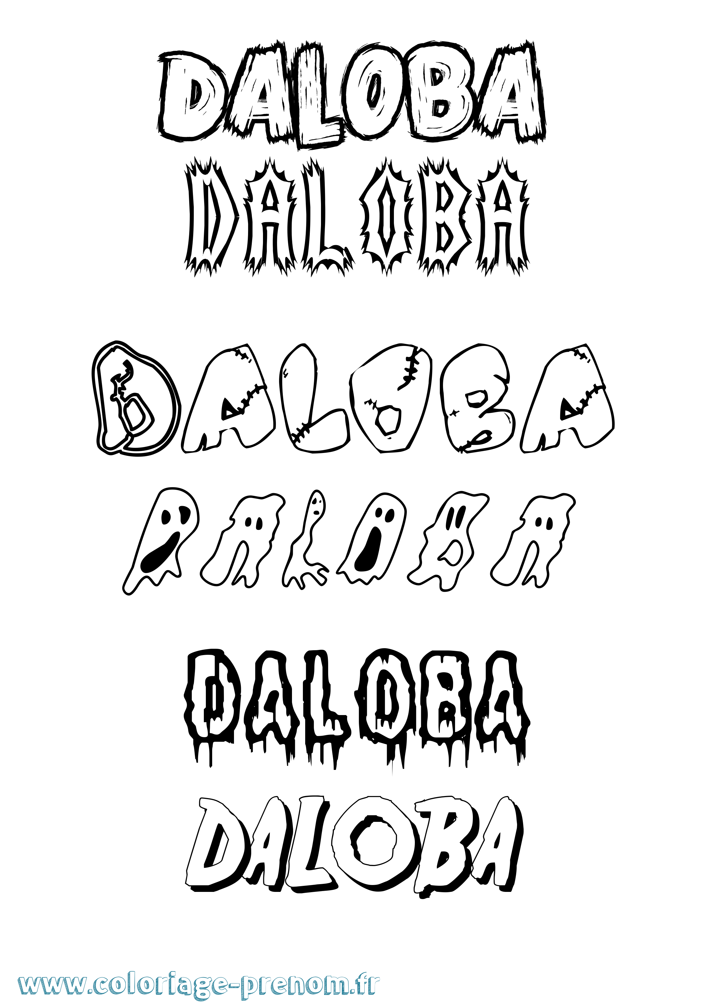 Coloriage Daloba Frisson Coloriage prénom Daloba Frisson
