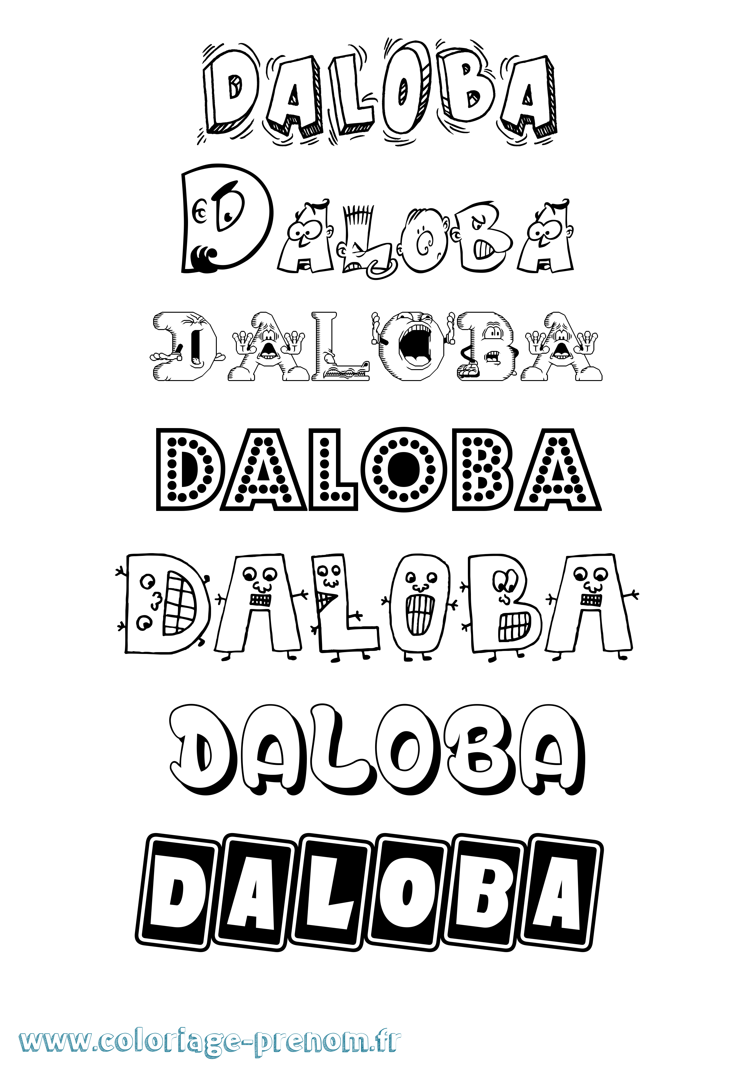 Coloriage Daloba Fun Coloriage prénom Daloba Fun