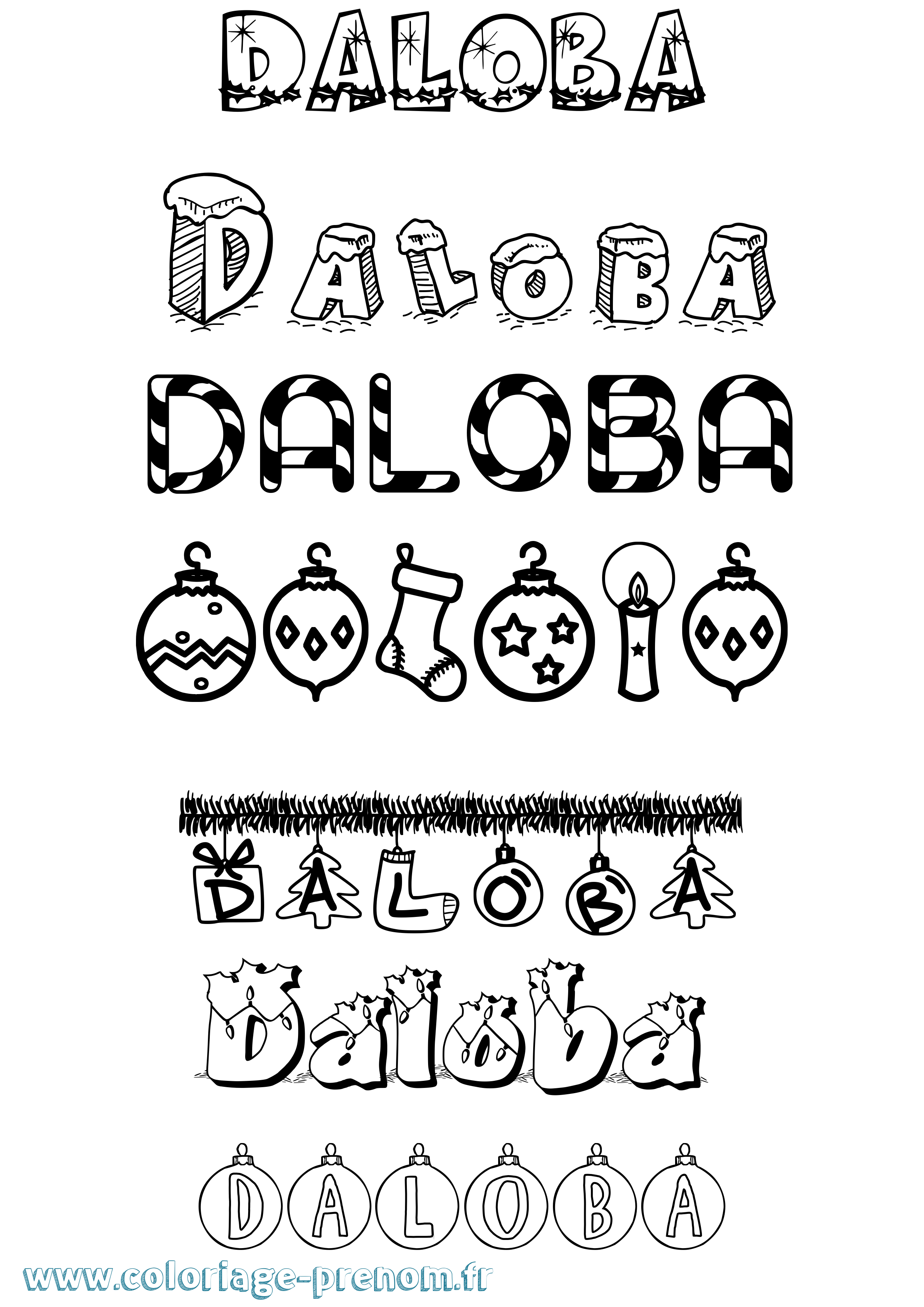 Coloriage Daloba Noël Coloriage prénom Daloba Noël