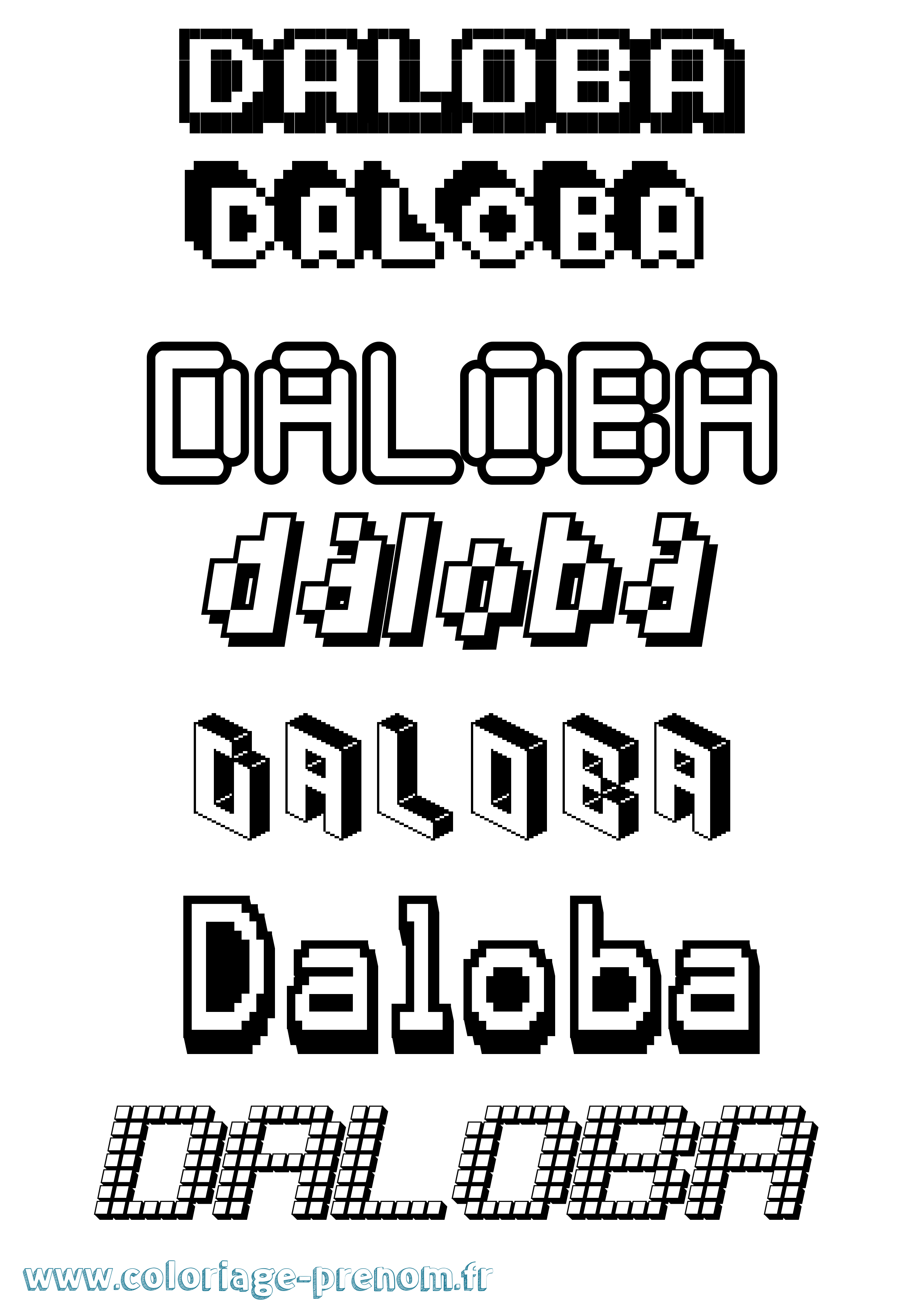 Coloriage Daloba Pixel Coloriage prénom Daloba Pixel