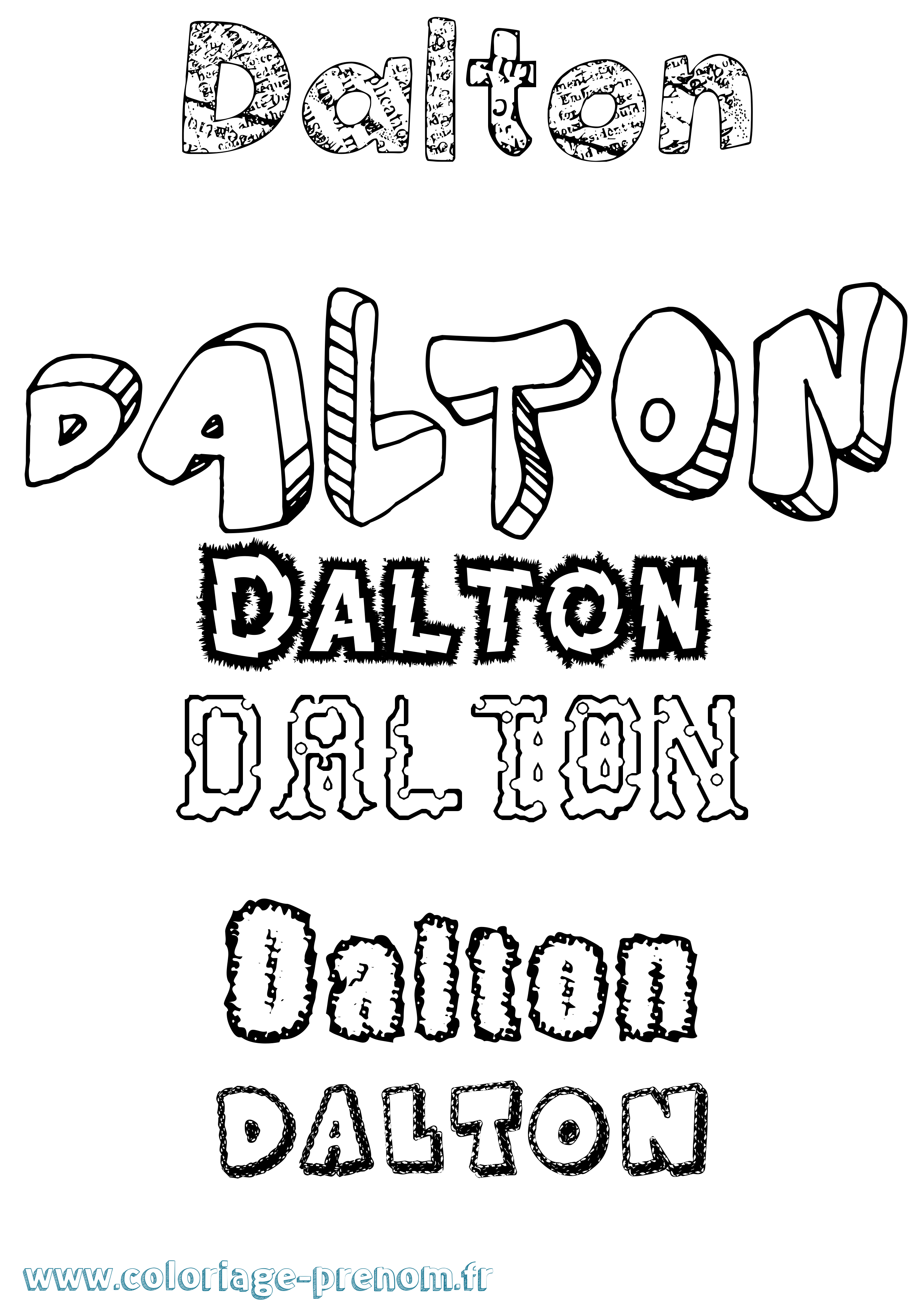 Coloriage prénom Dalton Destructuré