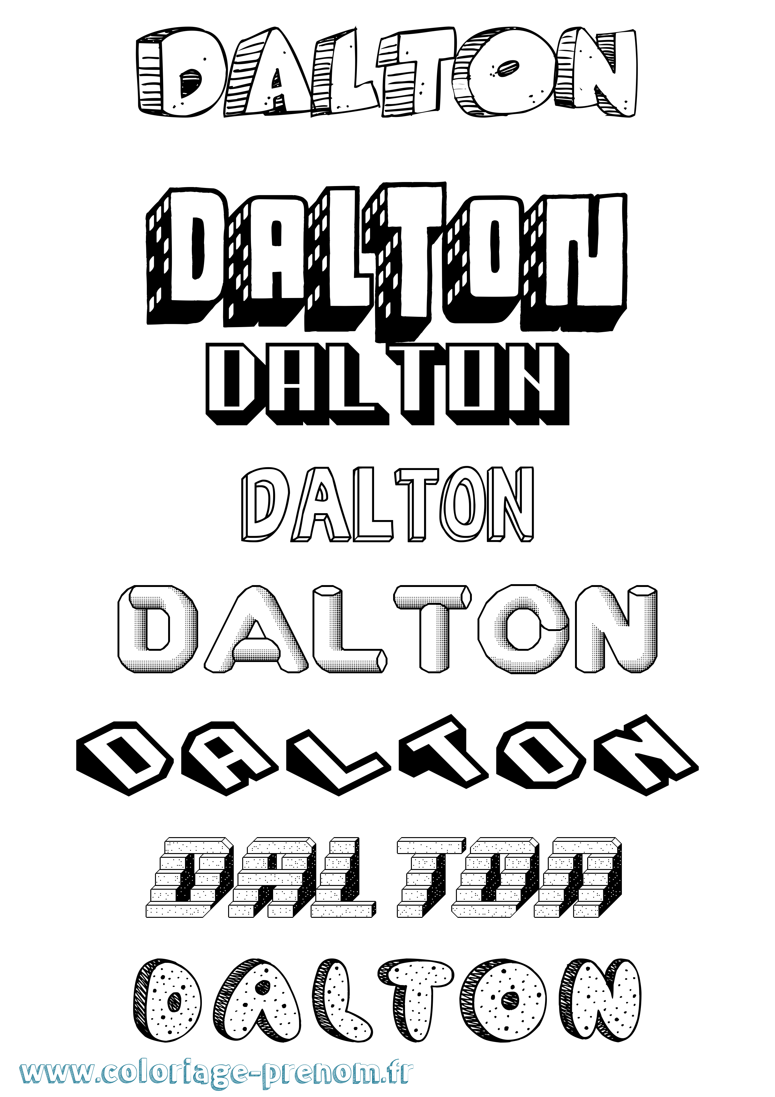 Coloriage prénom Dalton Effet 3D