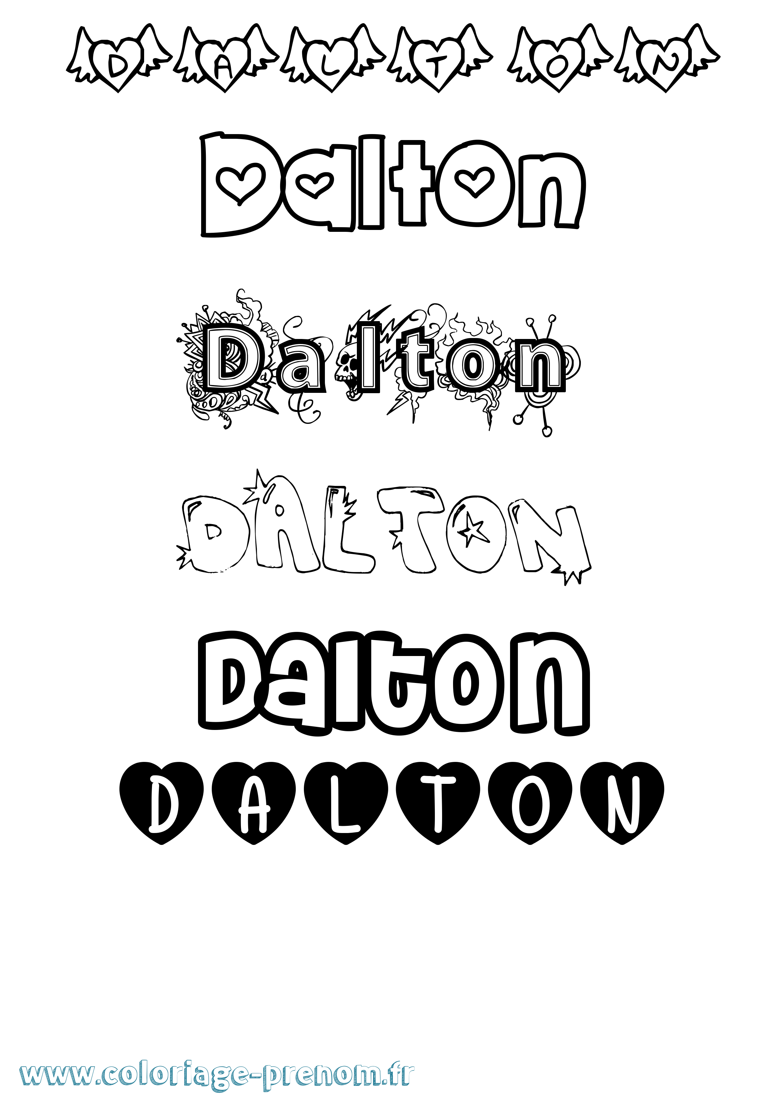 Coloriage prénom Dalton Girly