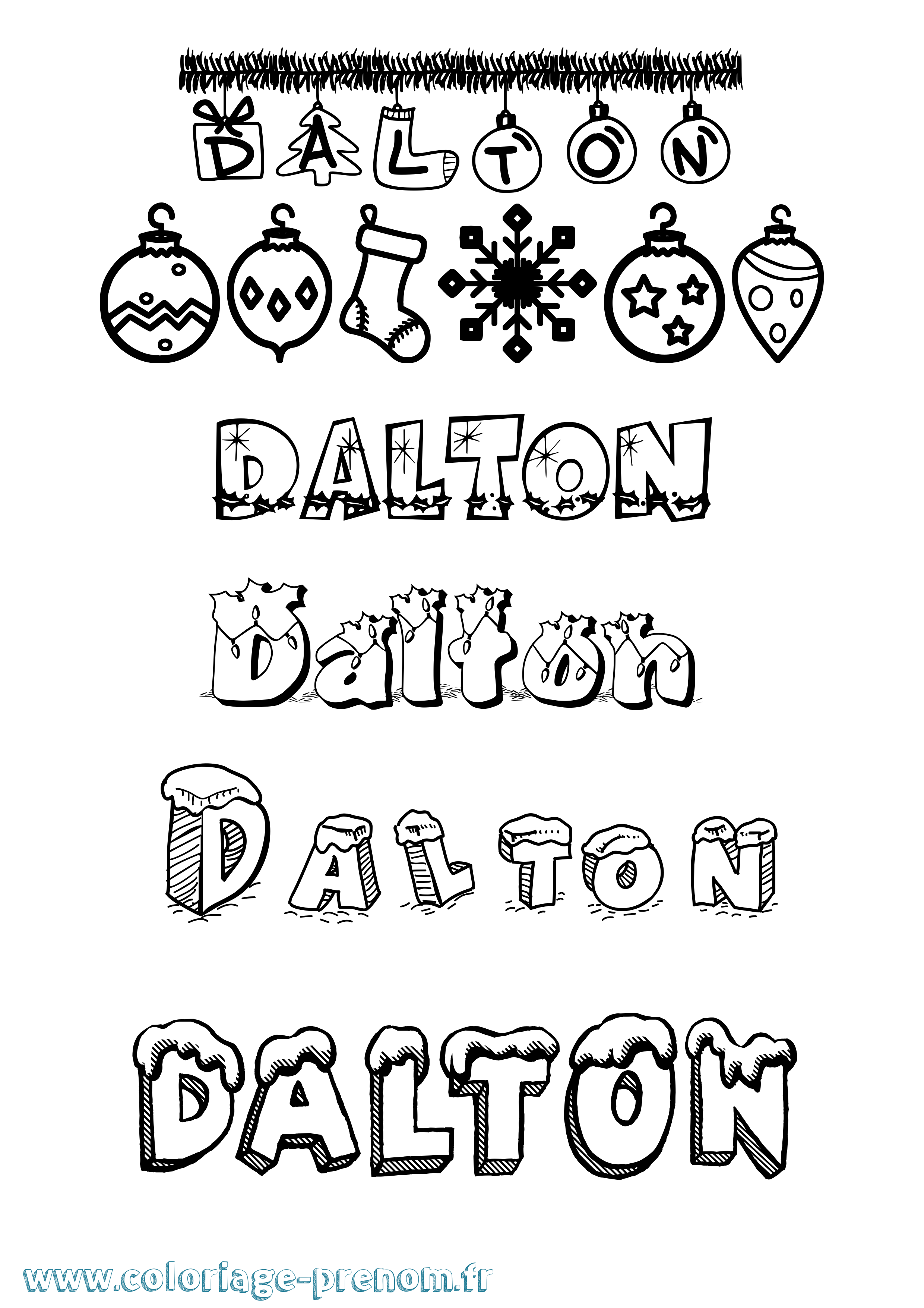 Coloriage prénom Dalton Noël