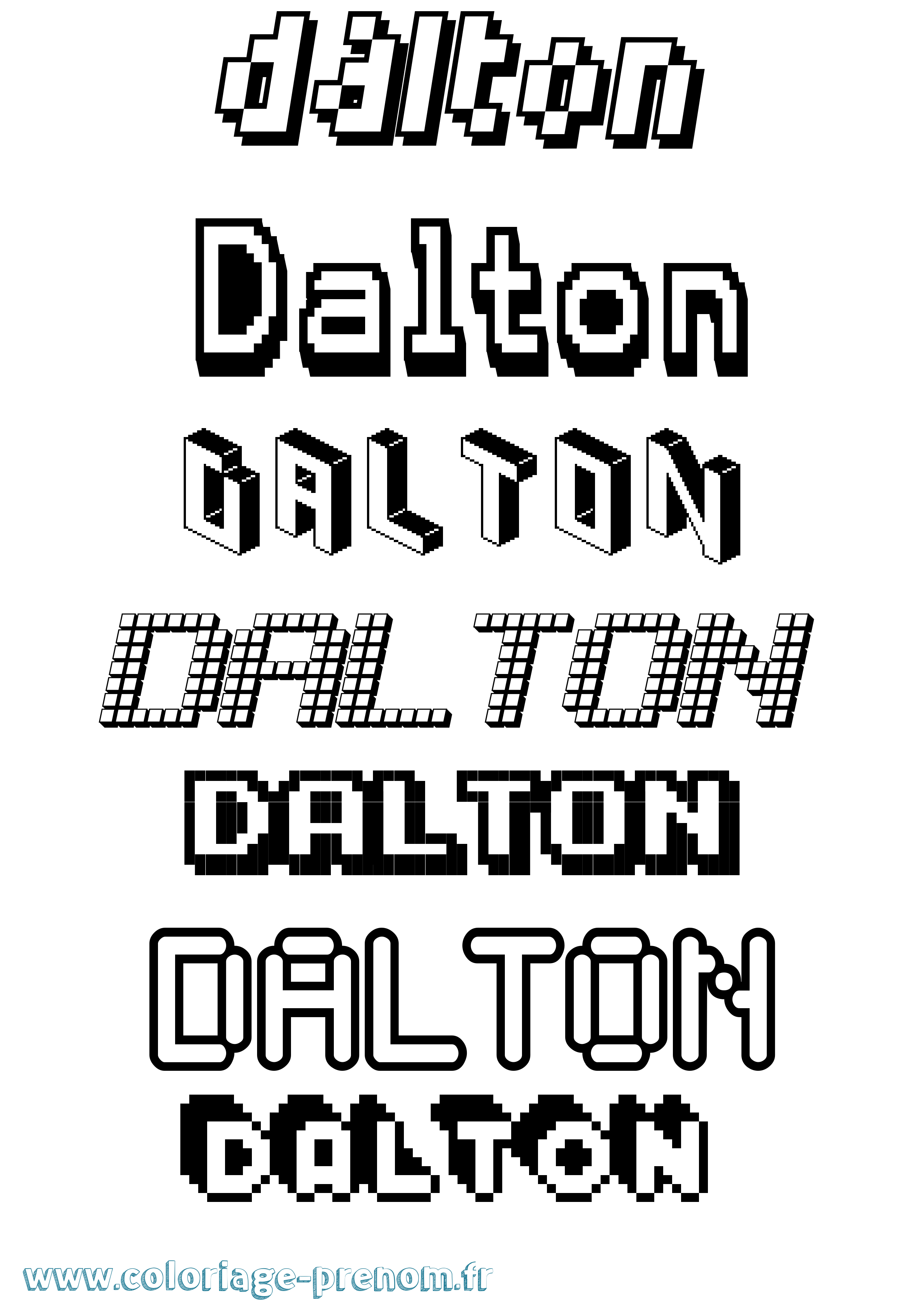 Coloriage prénom Dalton Pixel