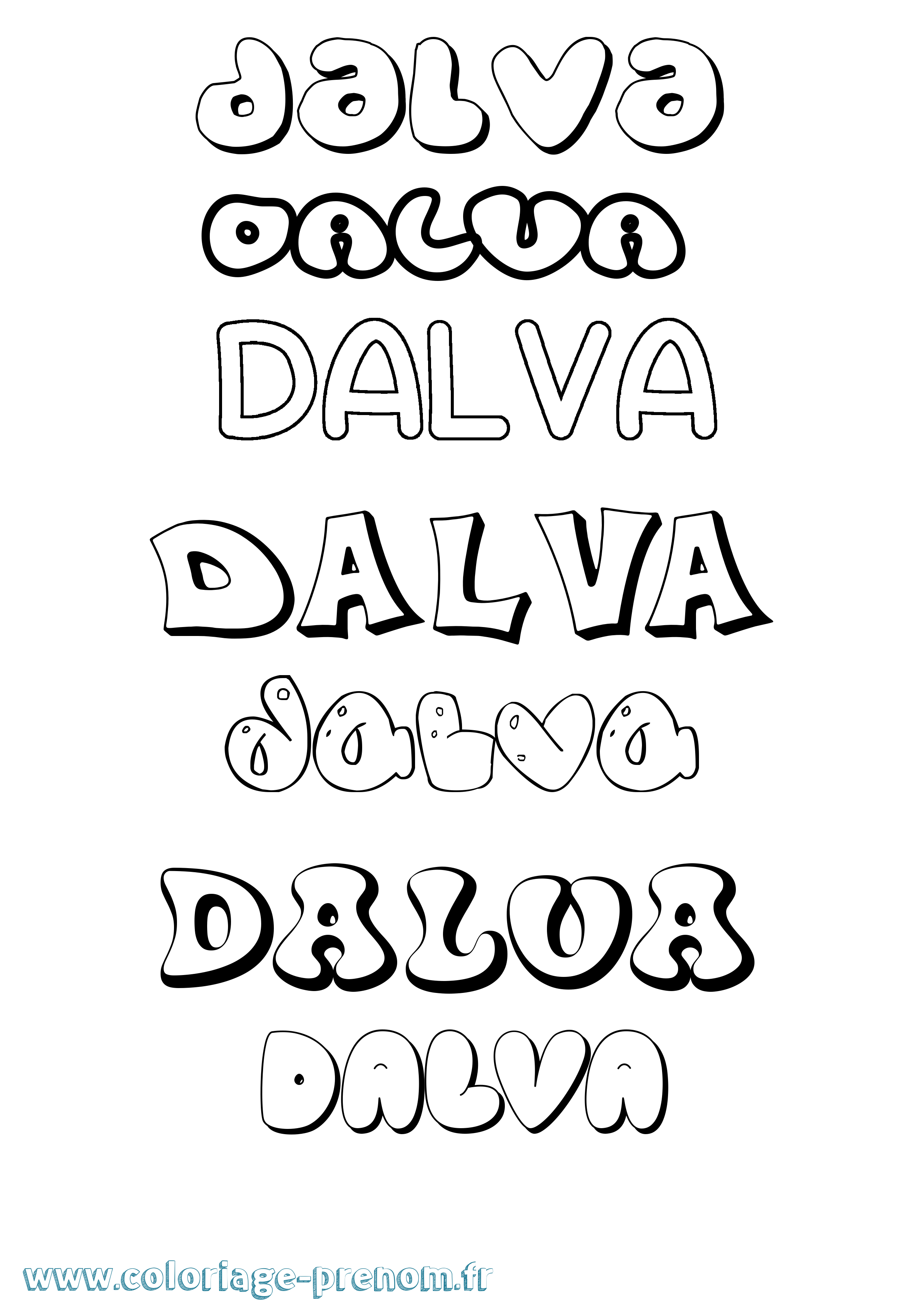 Coloriage Dalva Bubble Coloriage prénom Dalva Bubble