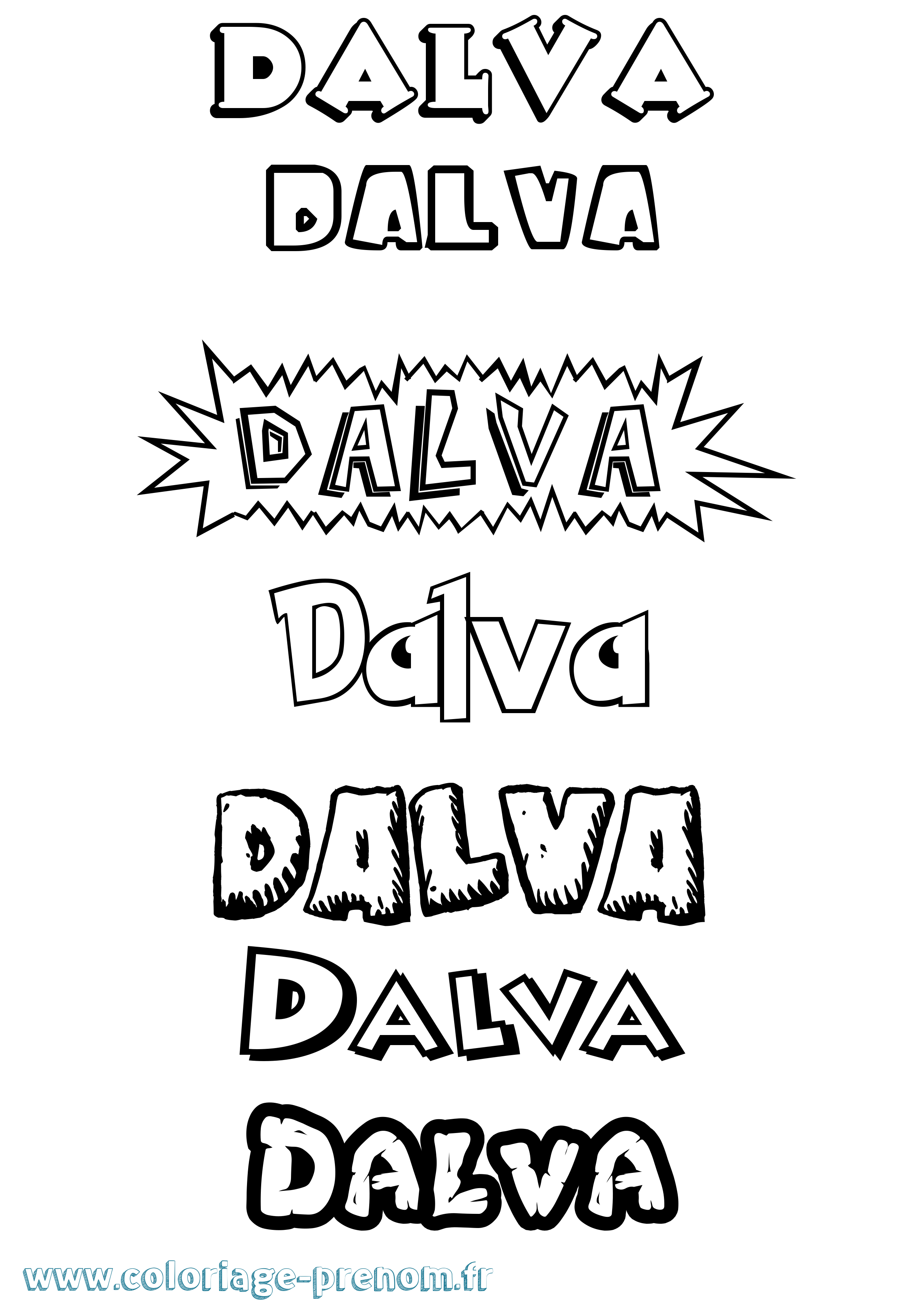 Coloriage Dalva Dessin Animé Coloriage prénom Dalva Dessin Animé