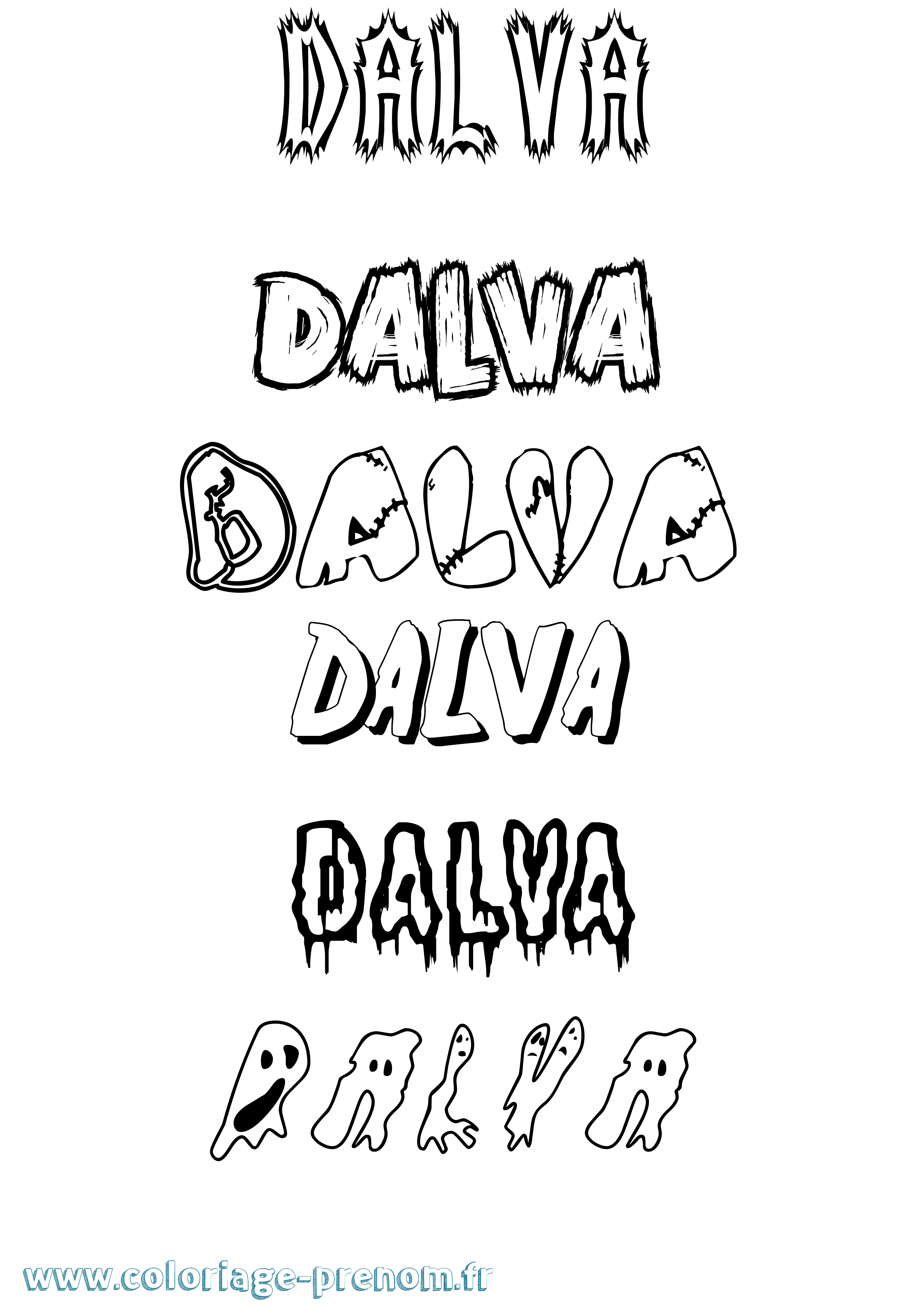 Coloriage Dalva Frisson Coloriage prénom Dalva Frisson