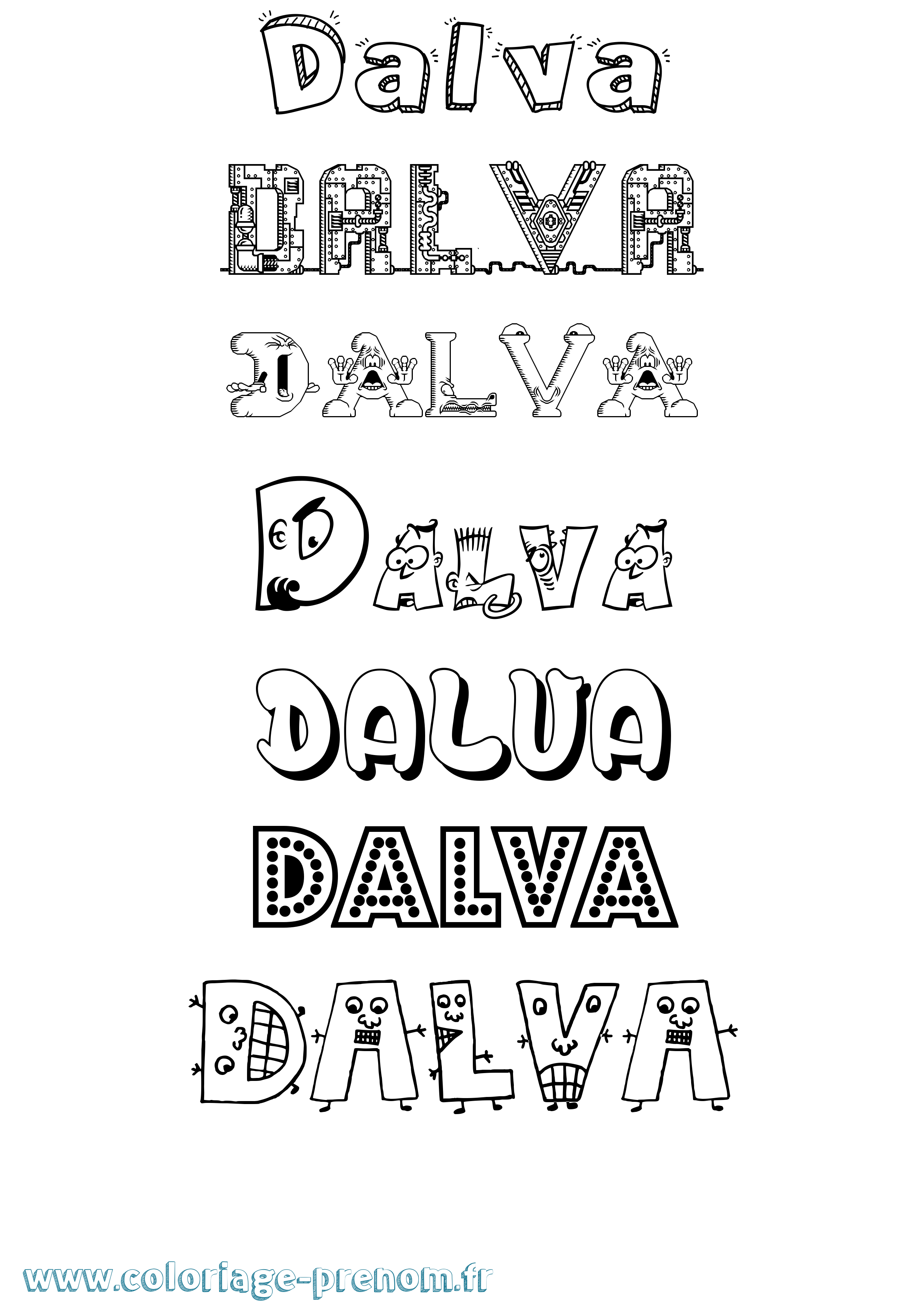Coloriage Dalva Fun Coloriage prénom Dalva Fun