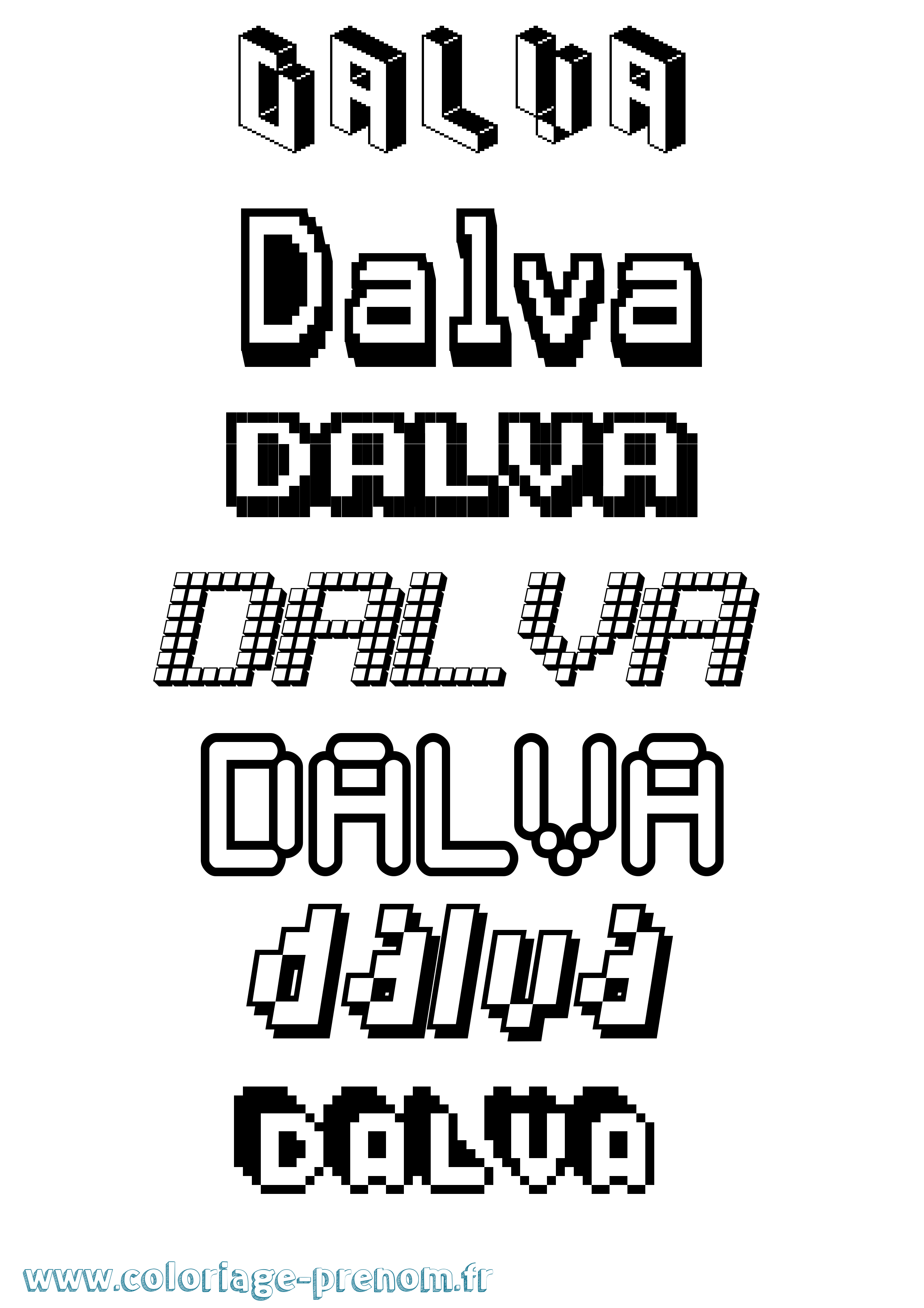 Coloriage Dalva Pixel Coloriage prénom Dalva Pixel
