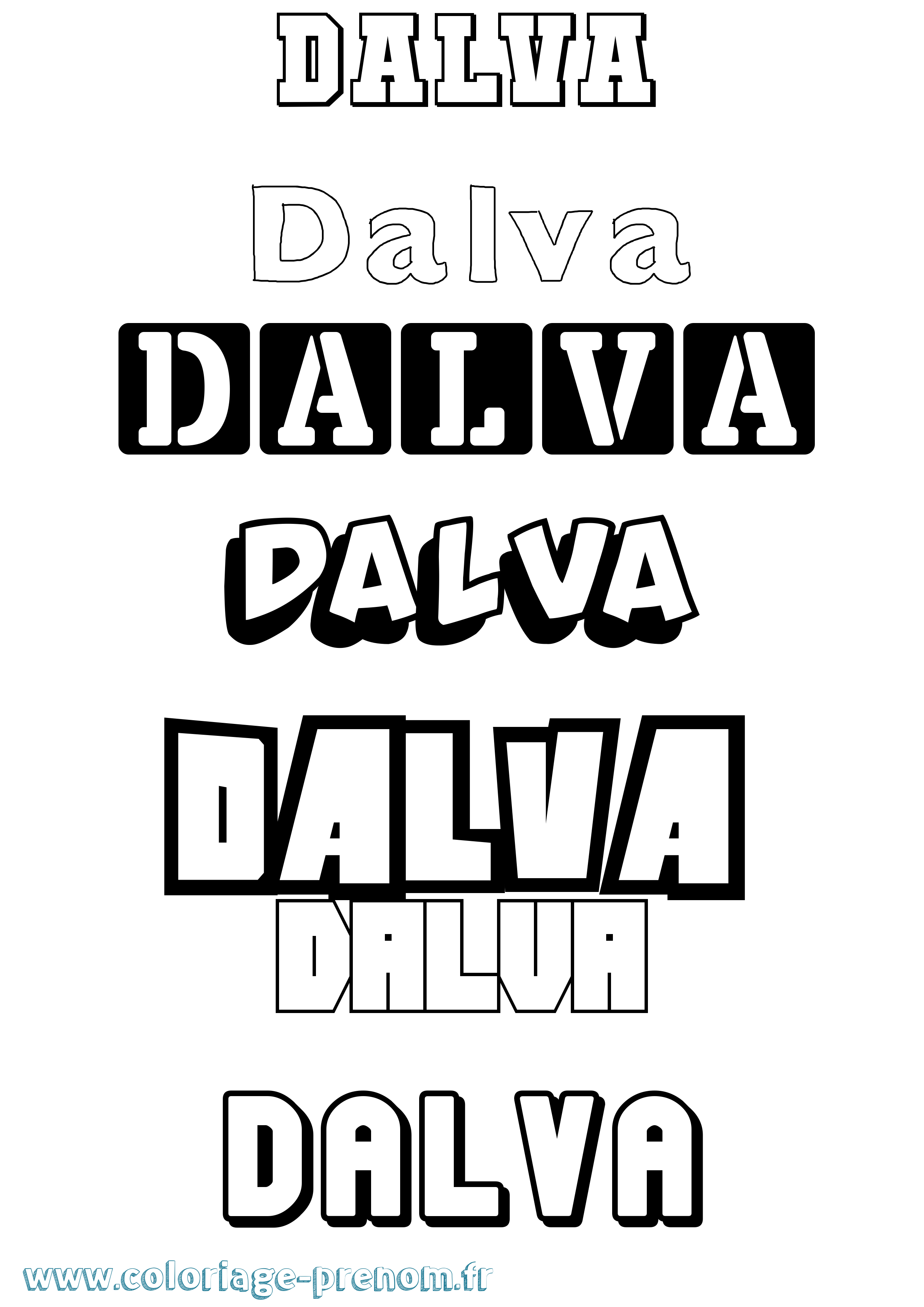 Coloriage Dalva Simple Coloriage prénom Dalva Simple