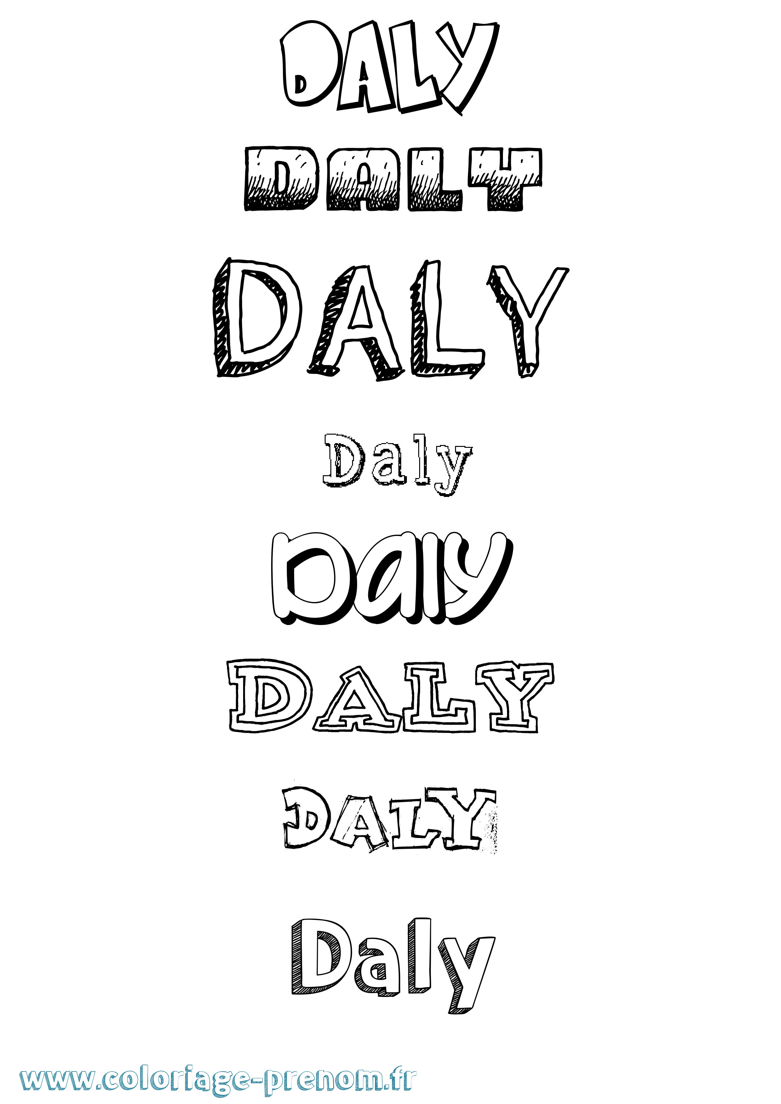 Coloriage Daly Dessiné Coloriage prénom Daly Dessiné