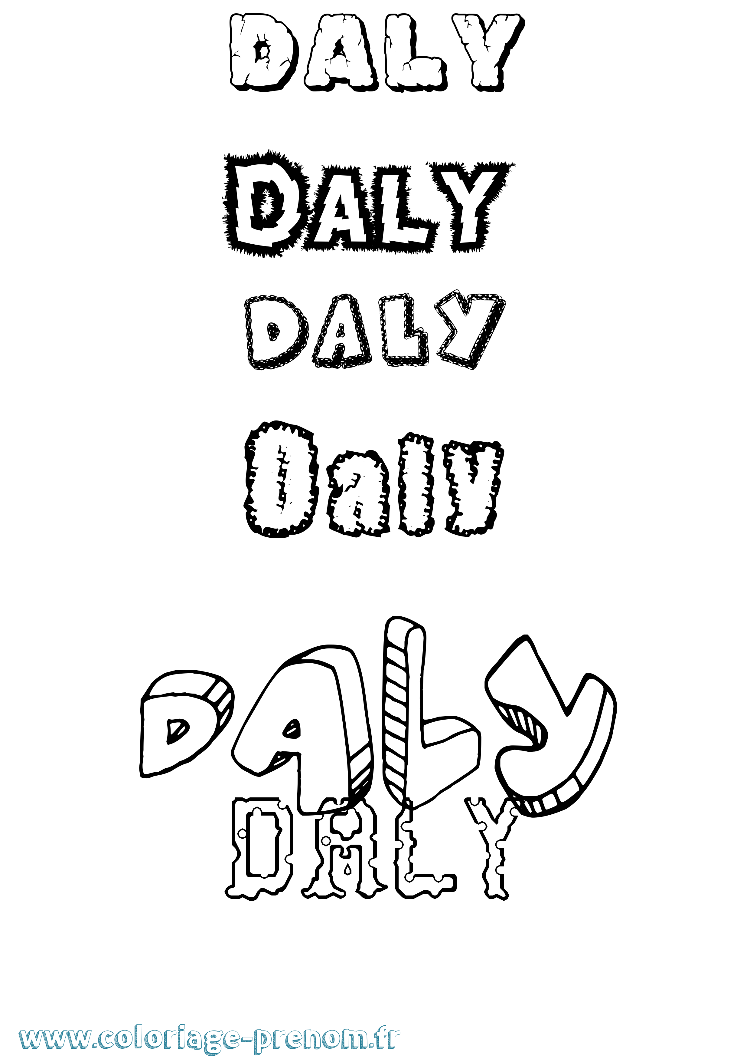 Coloriage Daly Destructuré Coloriage prénom Daly Destructuré