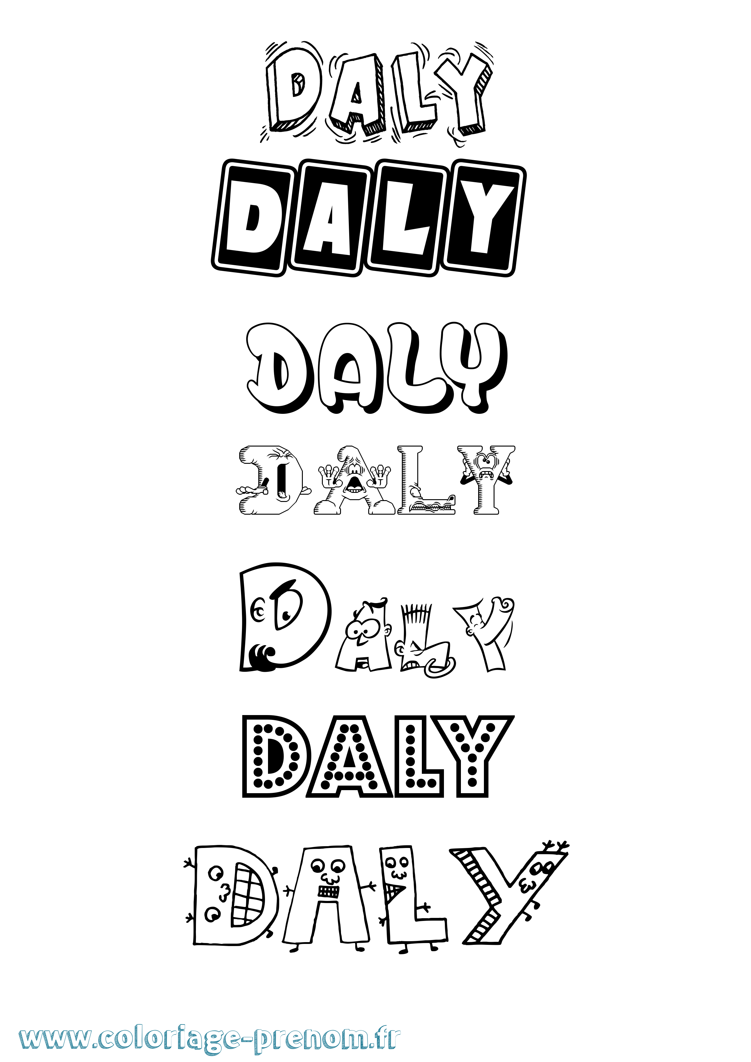 Coloriage Daly Fun Coloriage prénom Daly Fun