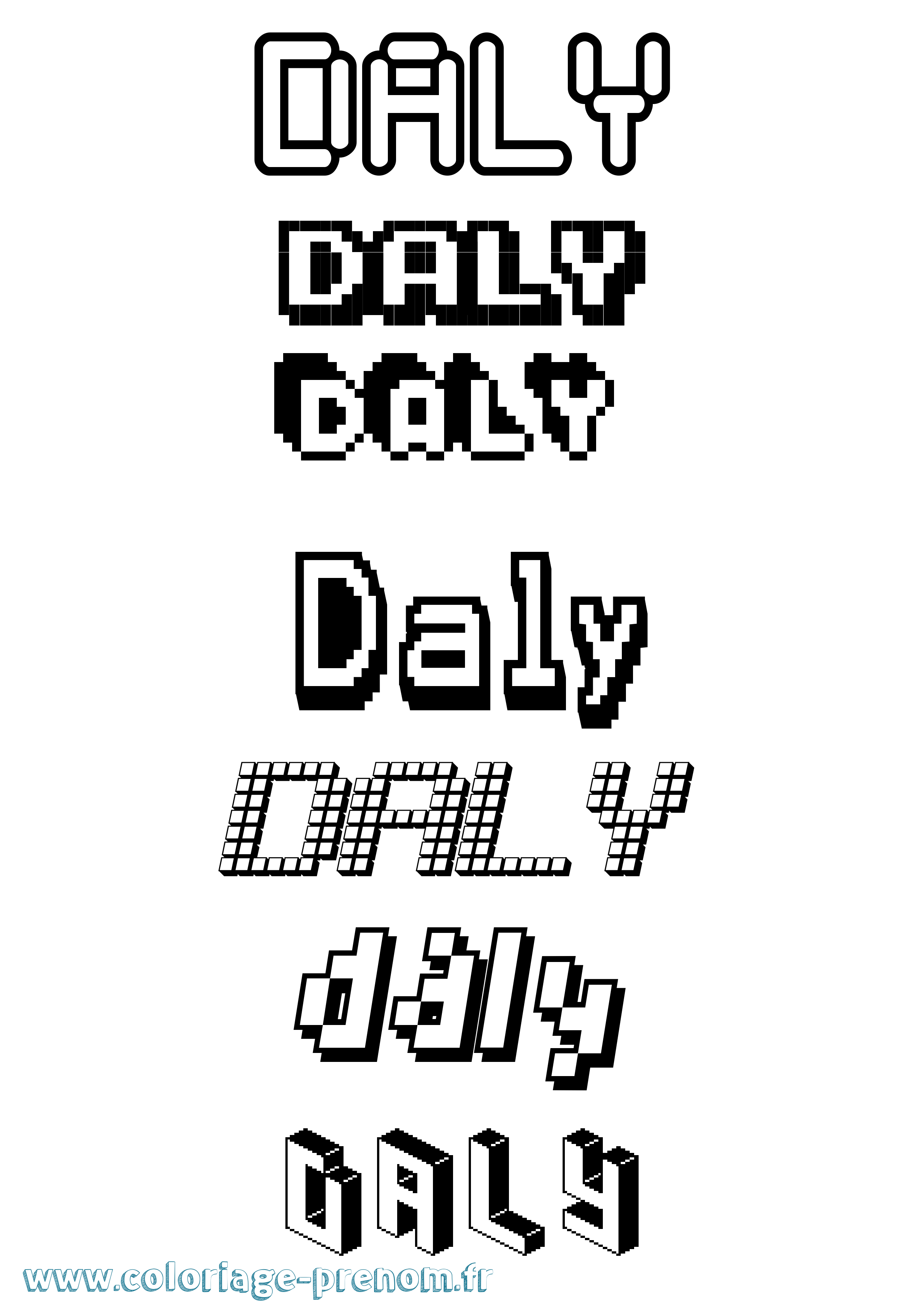 Coloriage Daly Pixel Coloriage prénom Daly Pixel