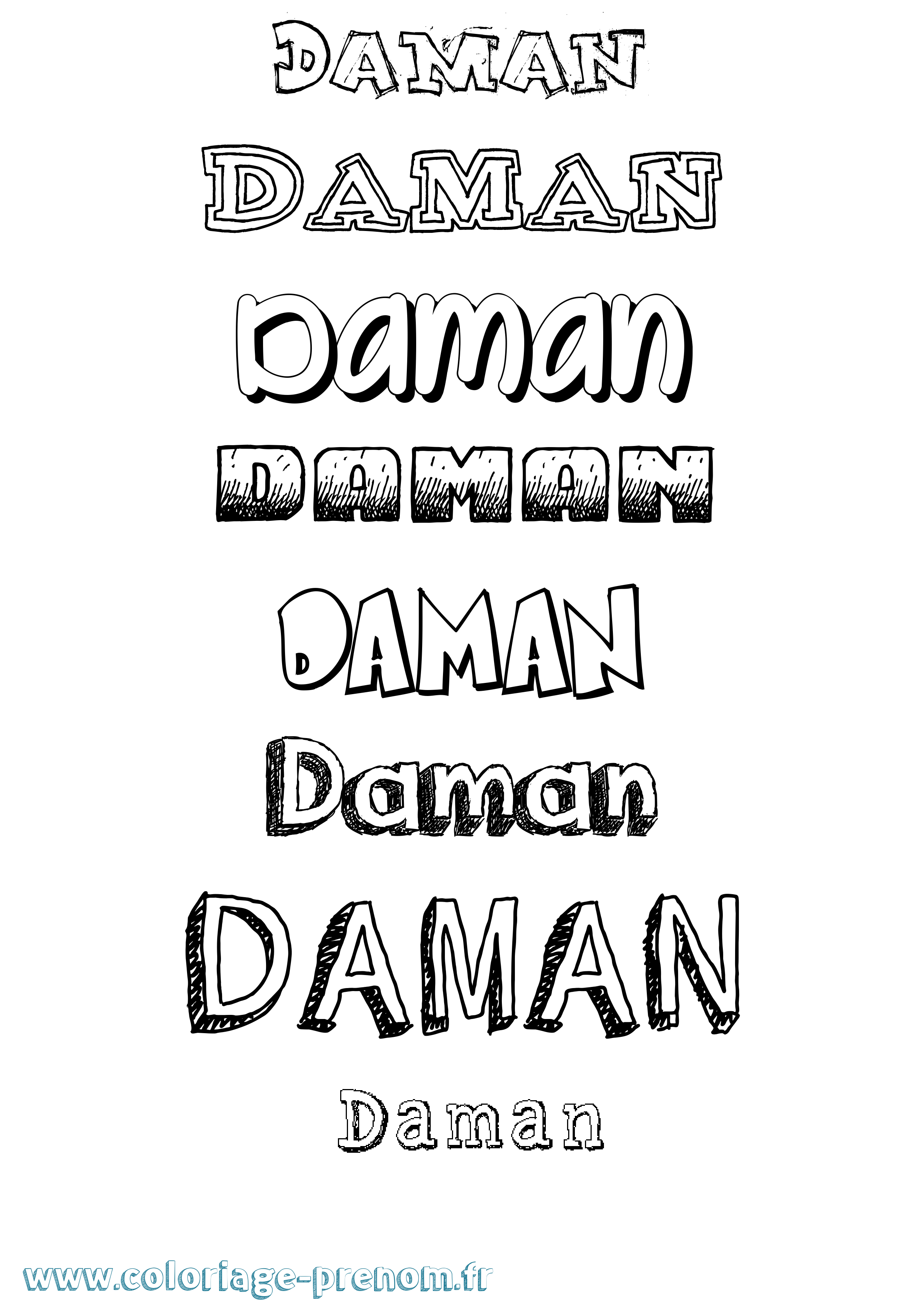 Coloriage prénom Daman Dessiné