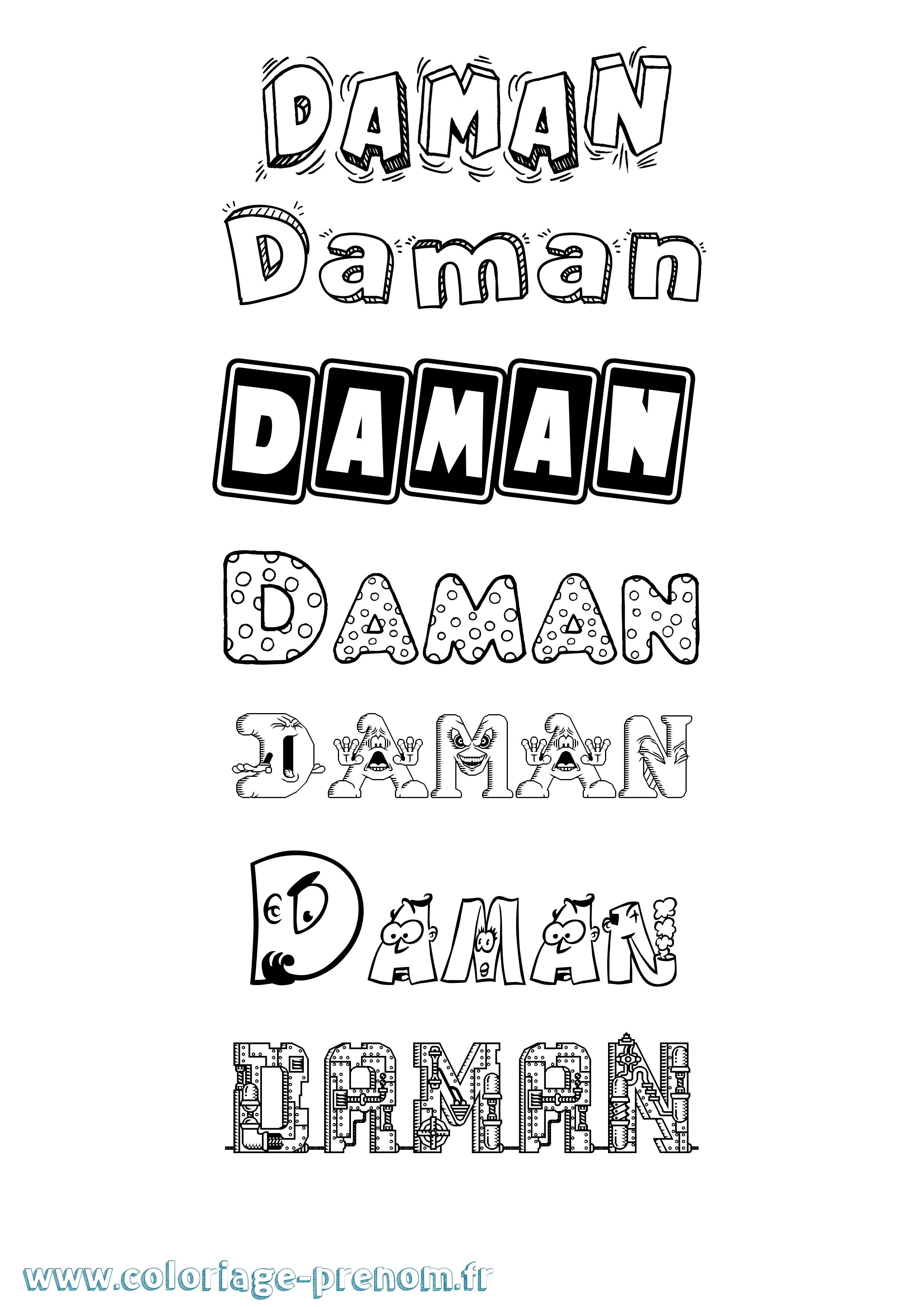 Coloriage prénom Daman Fun