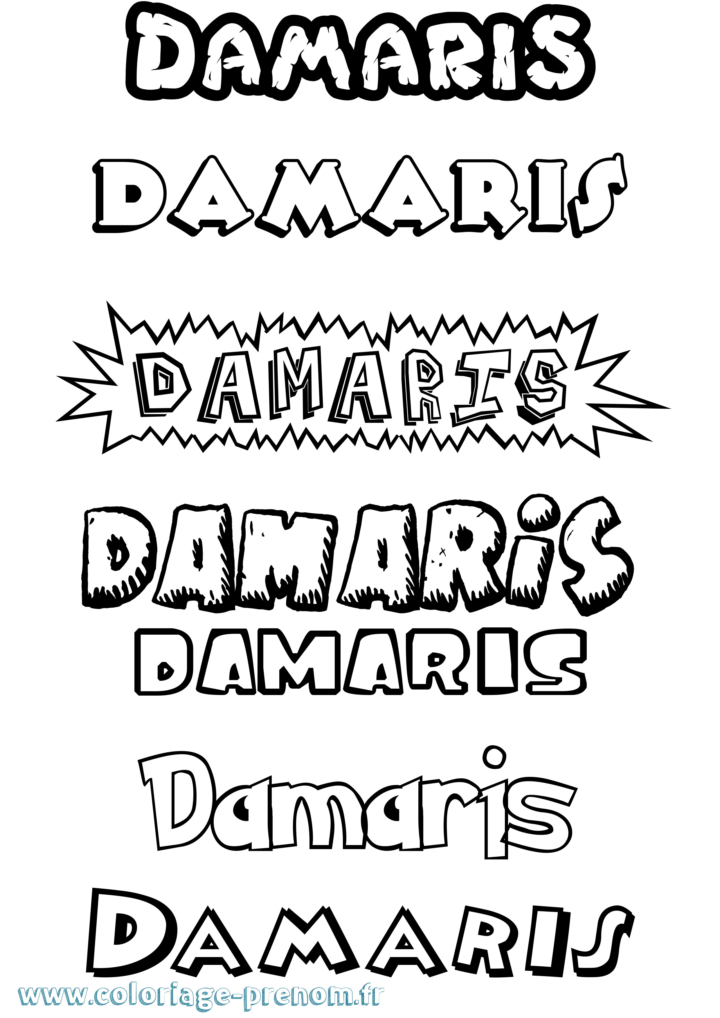 Coloriage prénom Damaris Dessin Animé