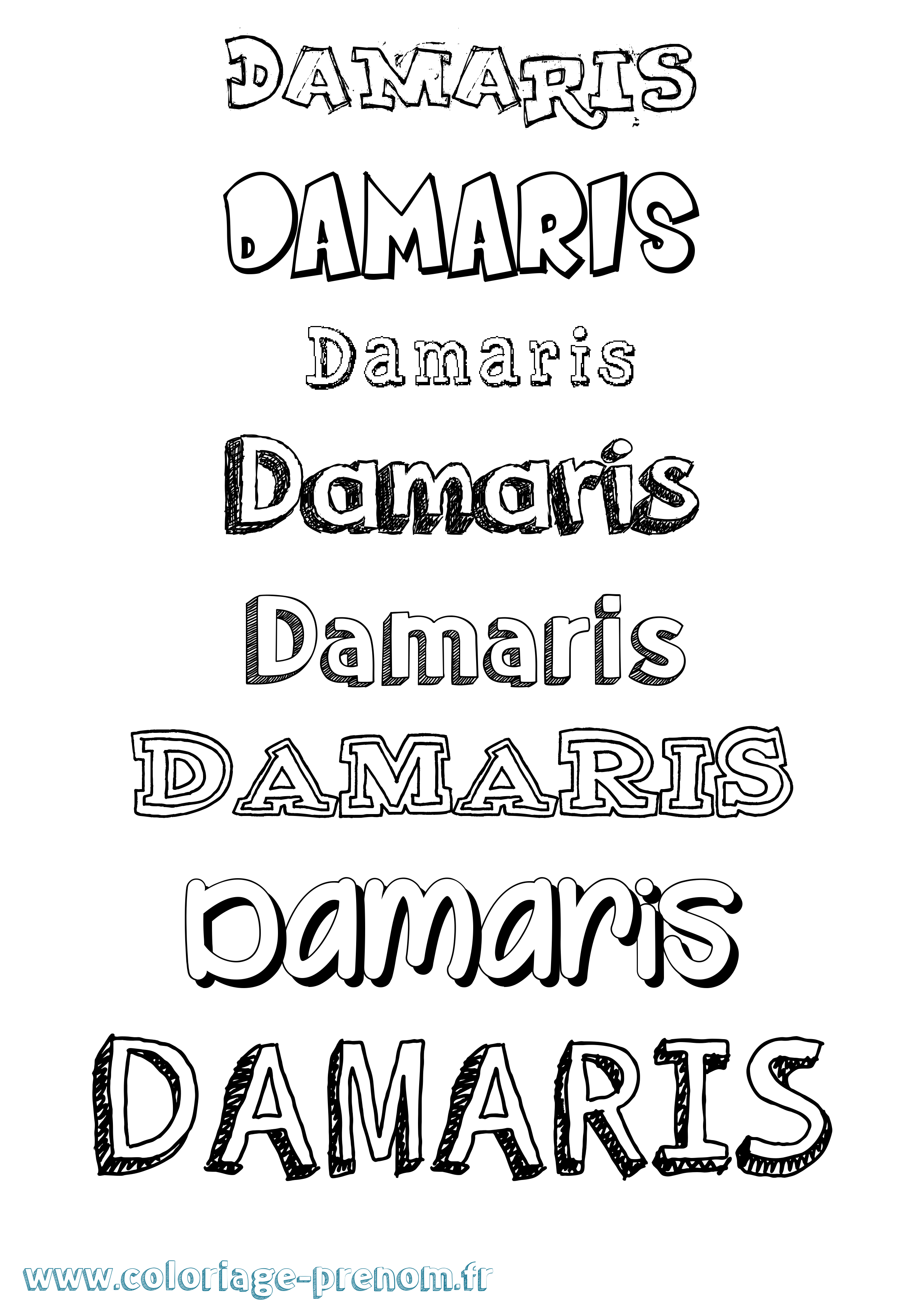 Coloriage prénom Damaris Dessiné