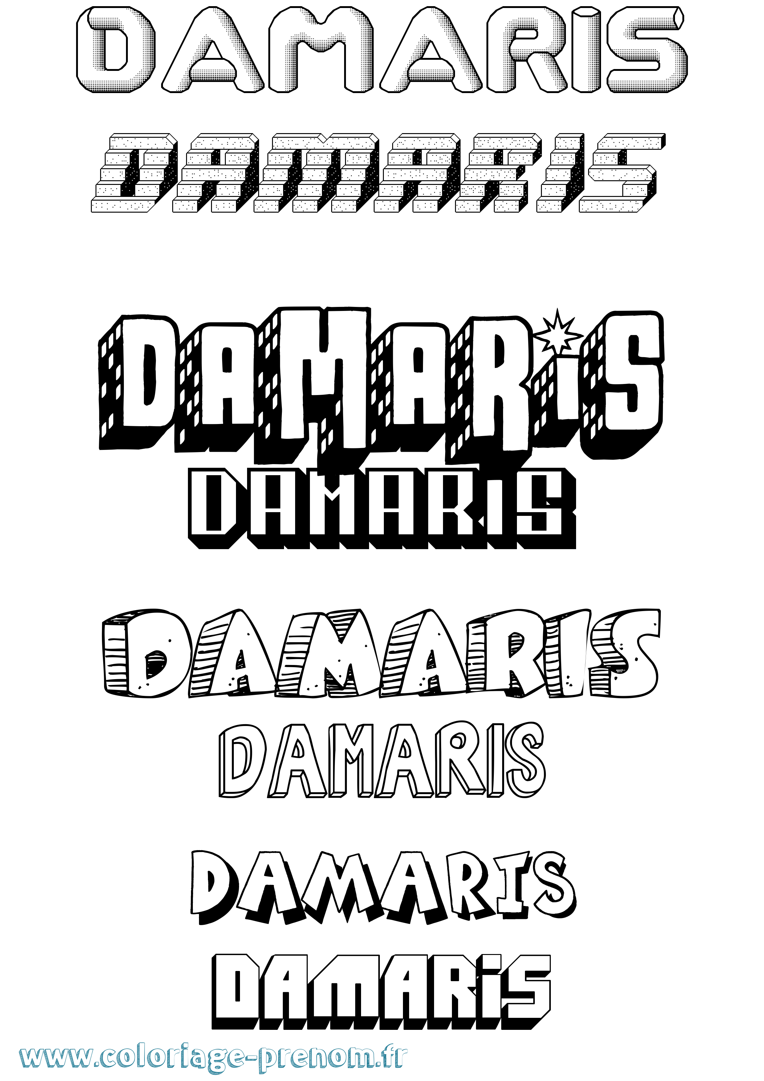Coloriage prénom Damaris Effet 3D