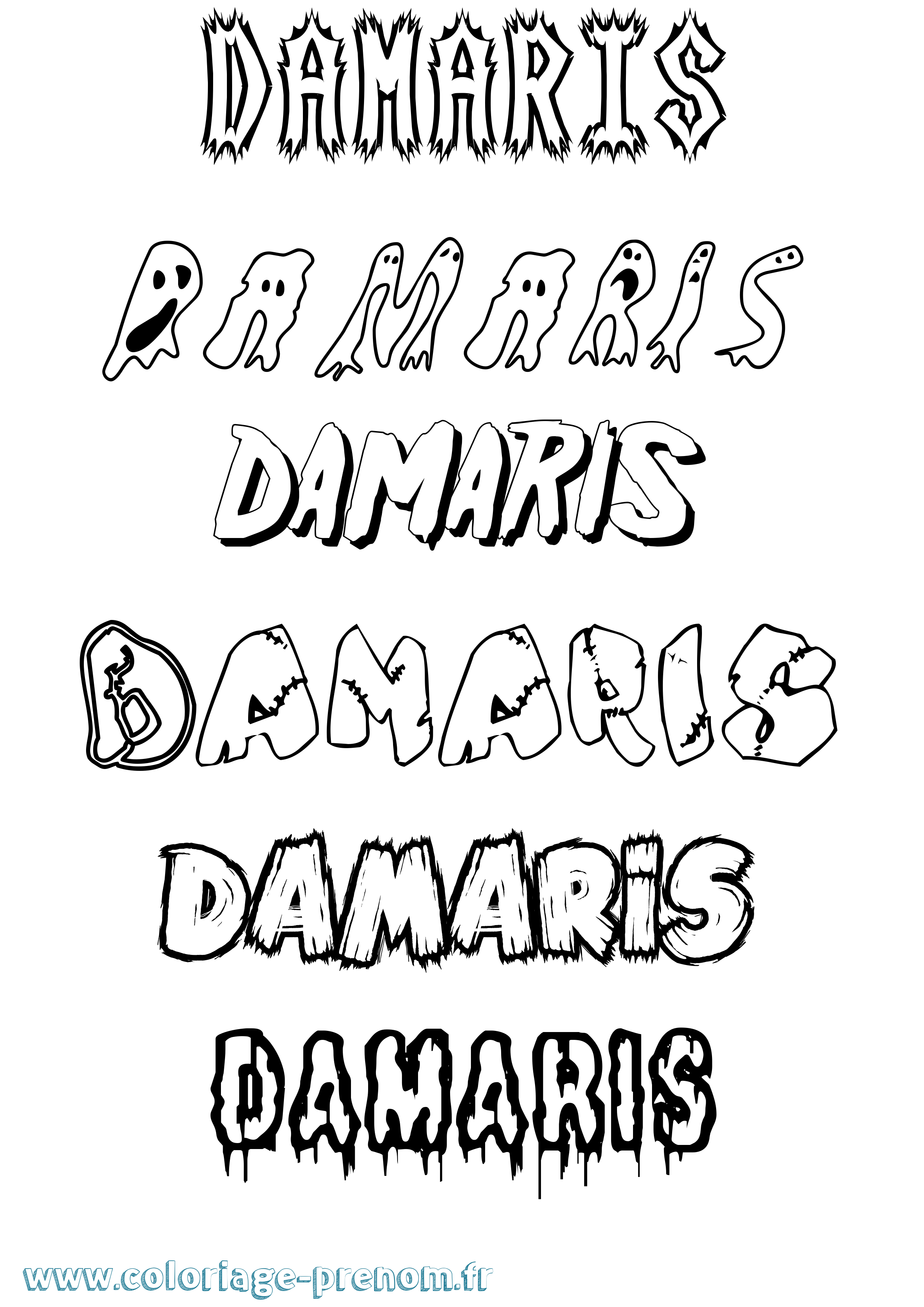 Coloriage prénom Damaris Frisson