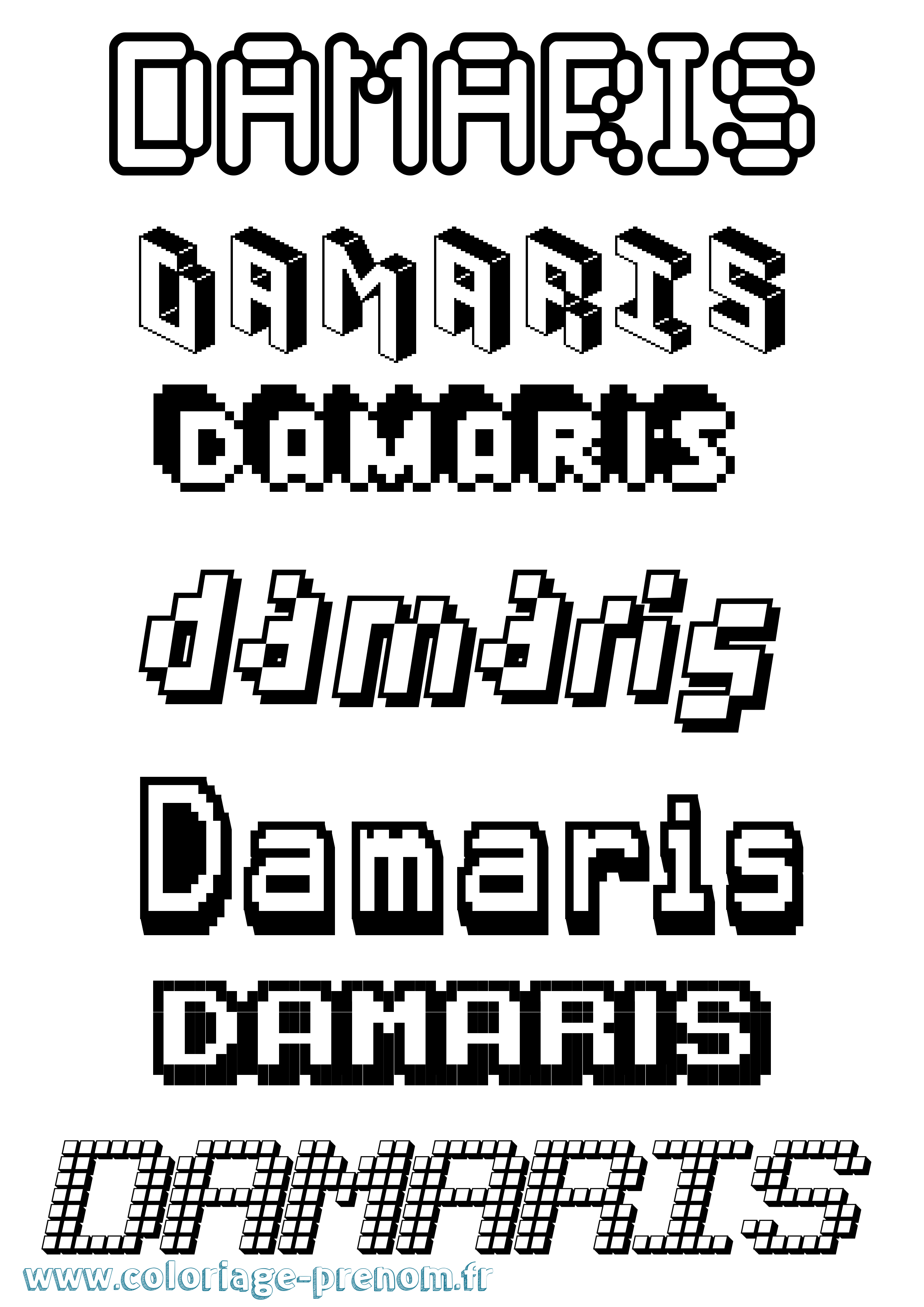 Coloriage prénom Damaris Pixel