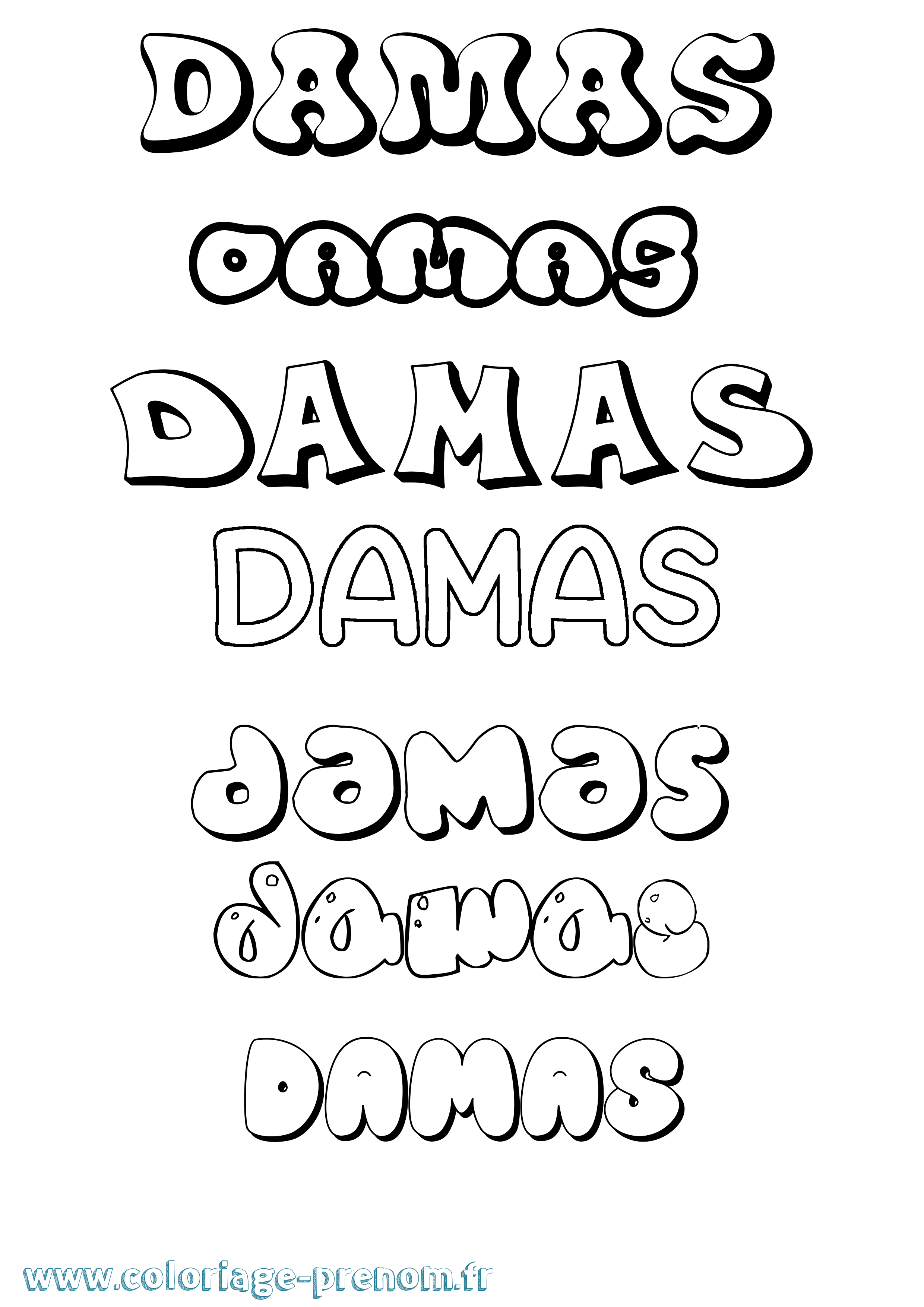 Coloriage Damas Bubble Coloriage prénom Damas Bubble