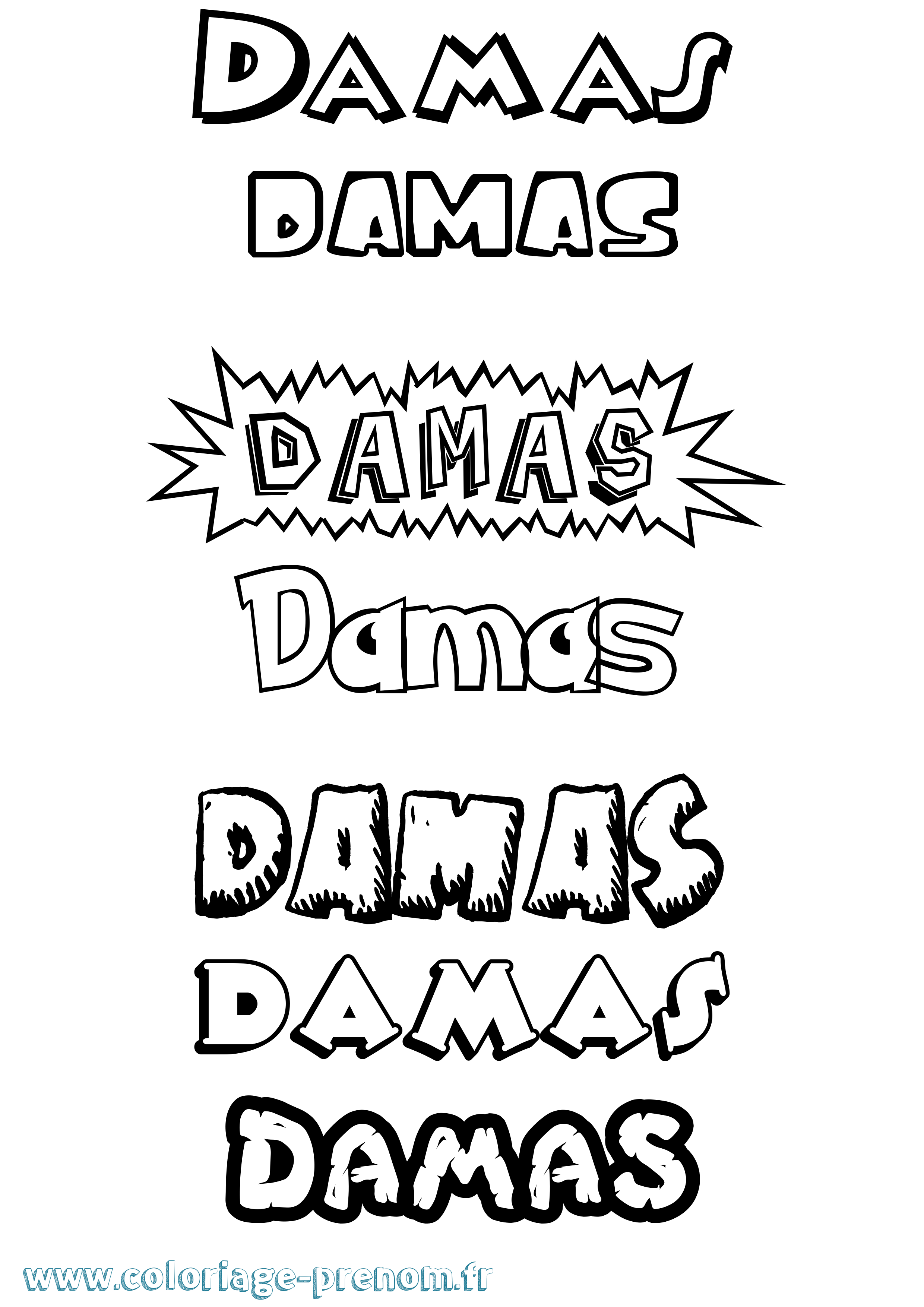 Coloriage Damas Dessin Animé Coloriage prénom Damas Dessin Animé