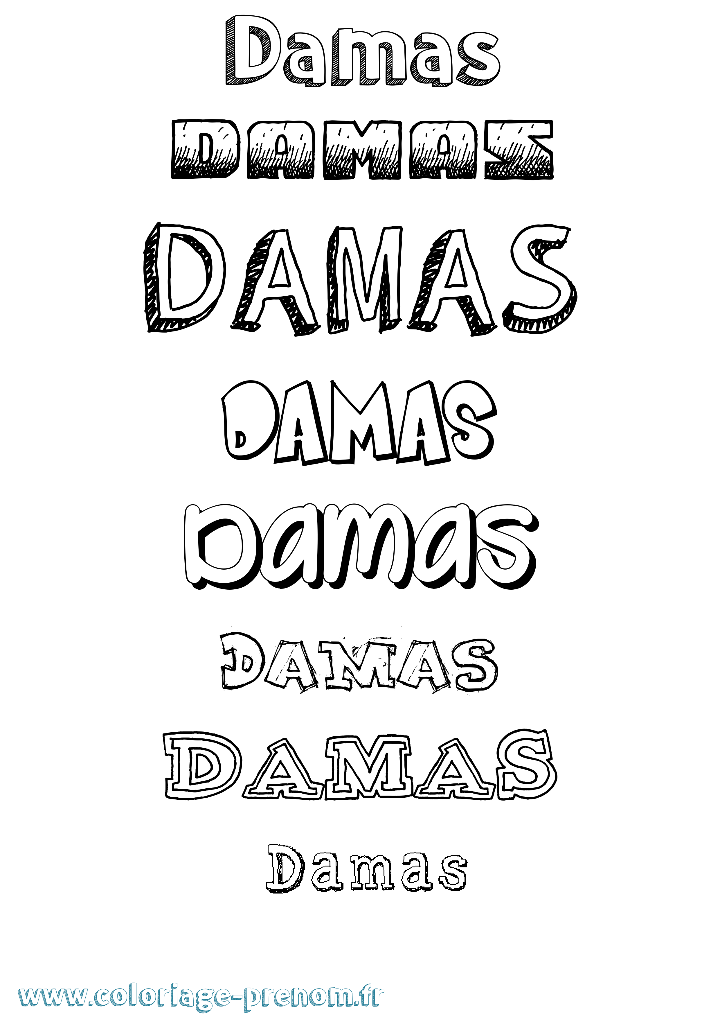 Coloriage Damas Dessiné Coloriage prénom Damas Dessiné