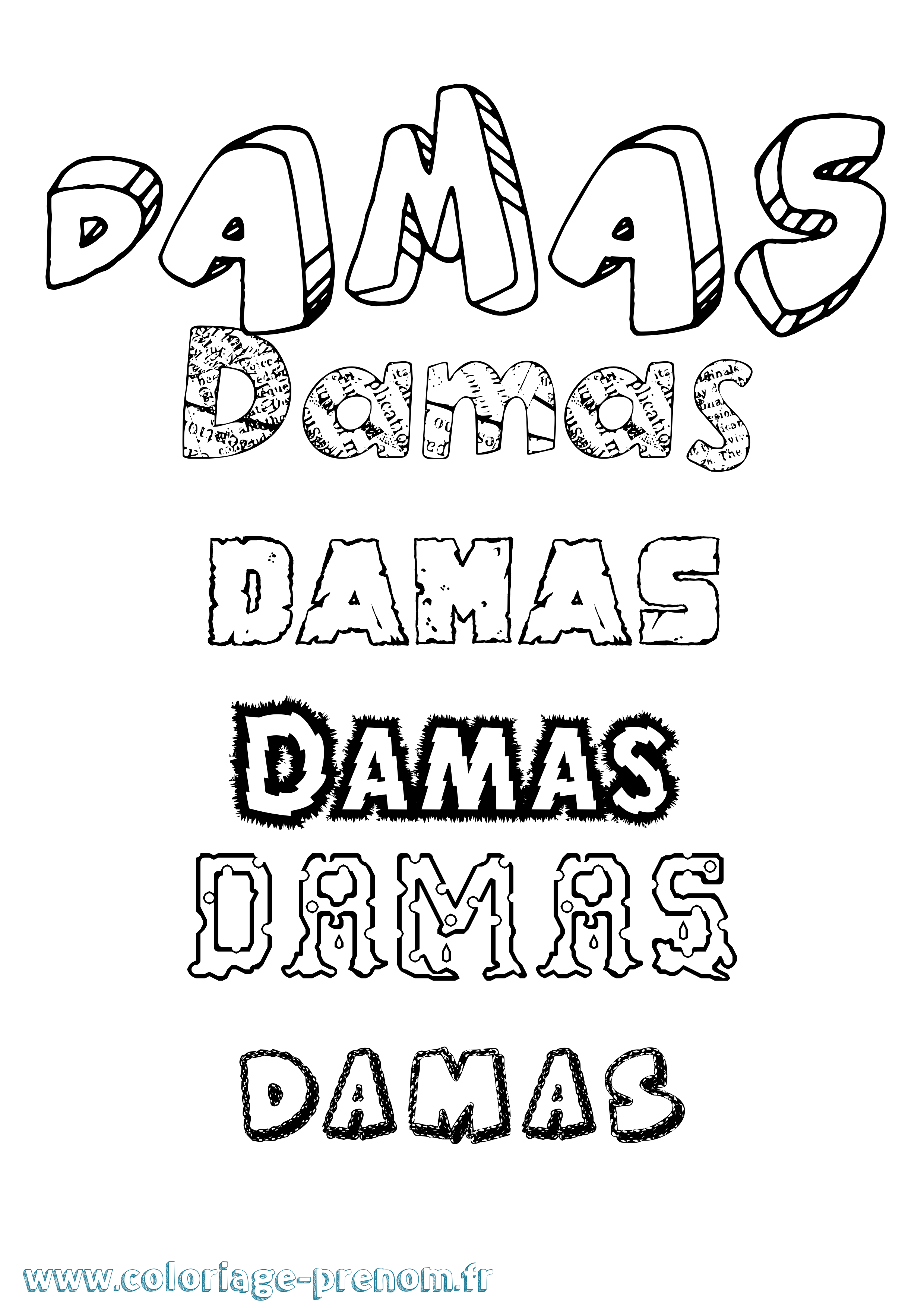 Coloriage Damas Destructuré Coloriage prénom Damas Destructuré