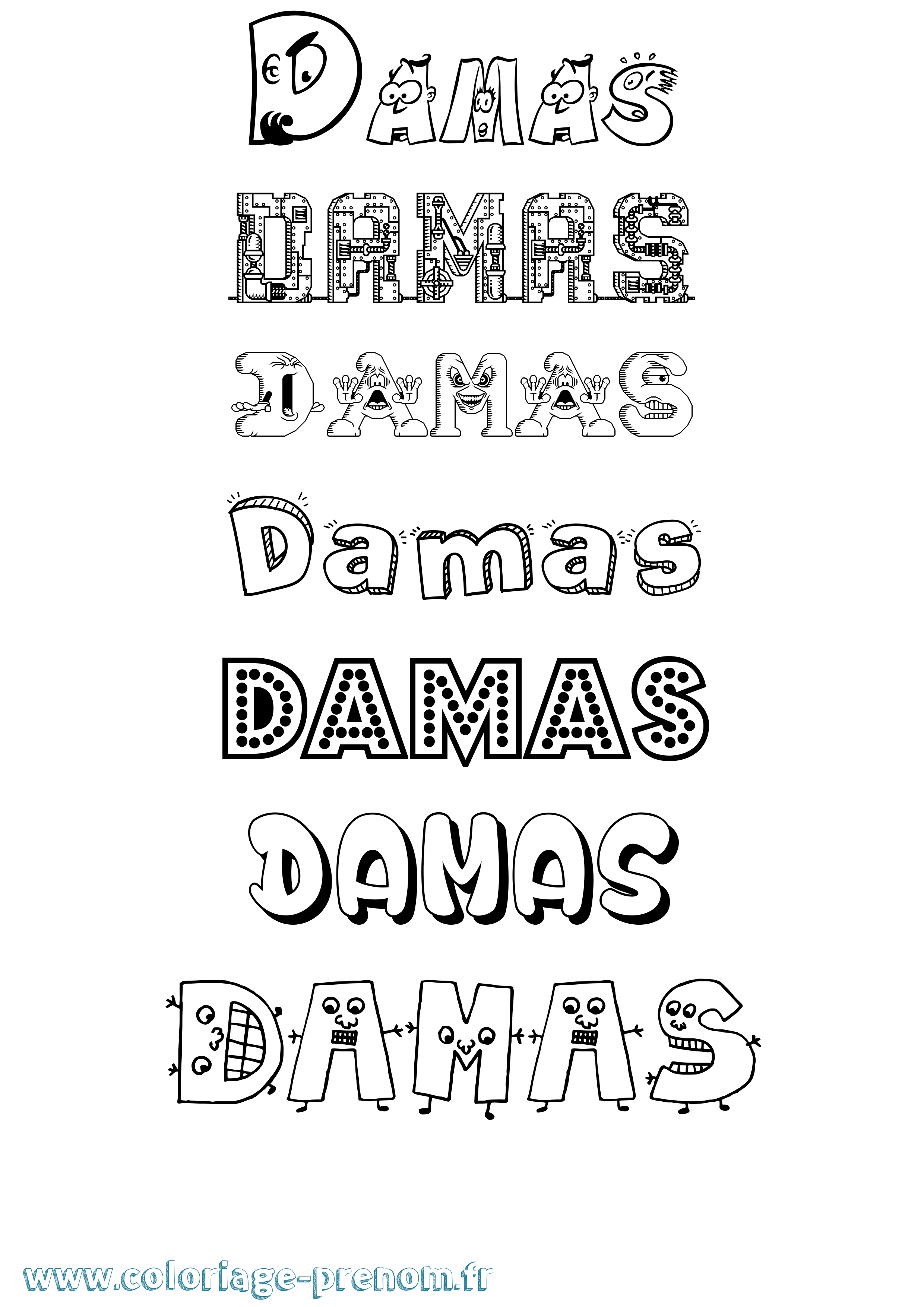 Coloriage Damas Fun Coloriage prénom Damas Fun